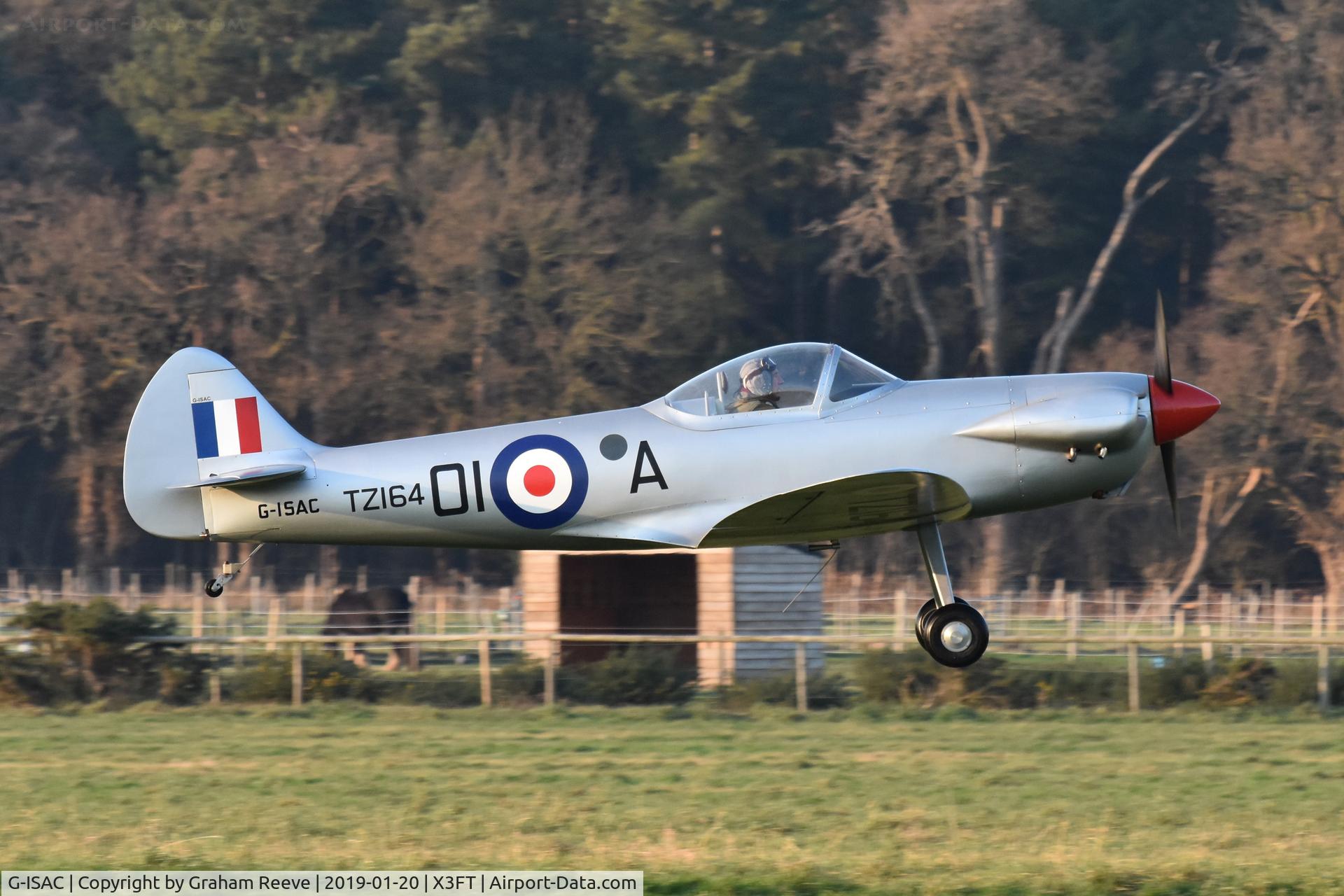 G-ISAC, 2015 Isaacs Spitfire C/N LAA 027-15134, Departing from Felthorpe.