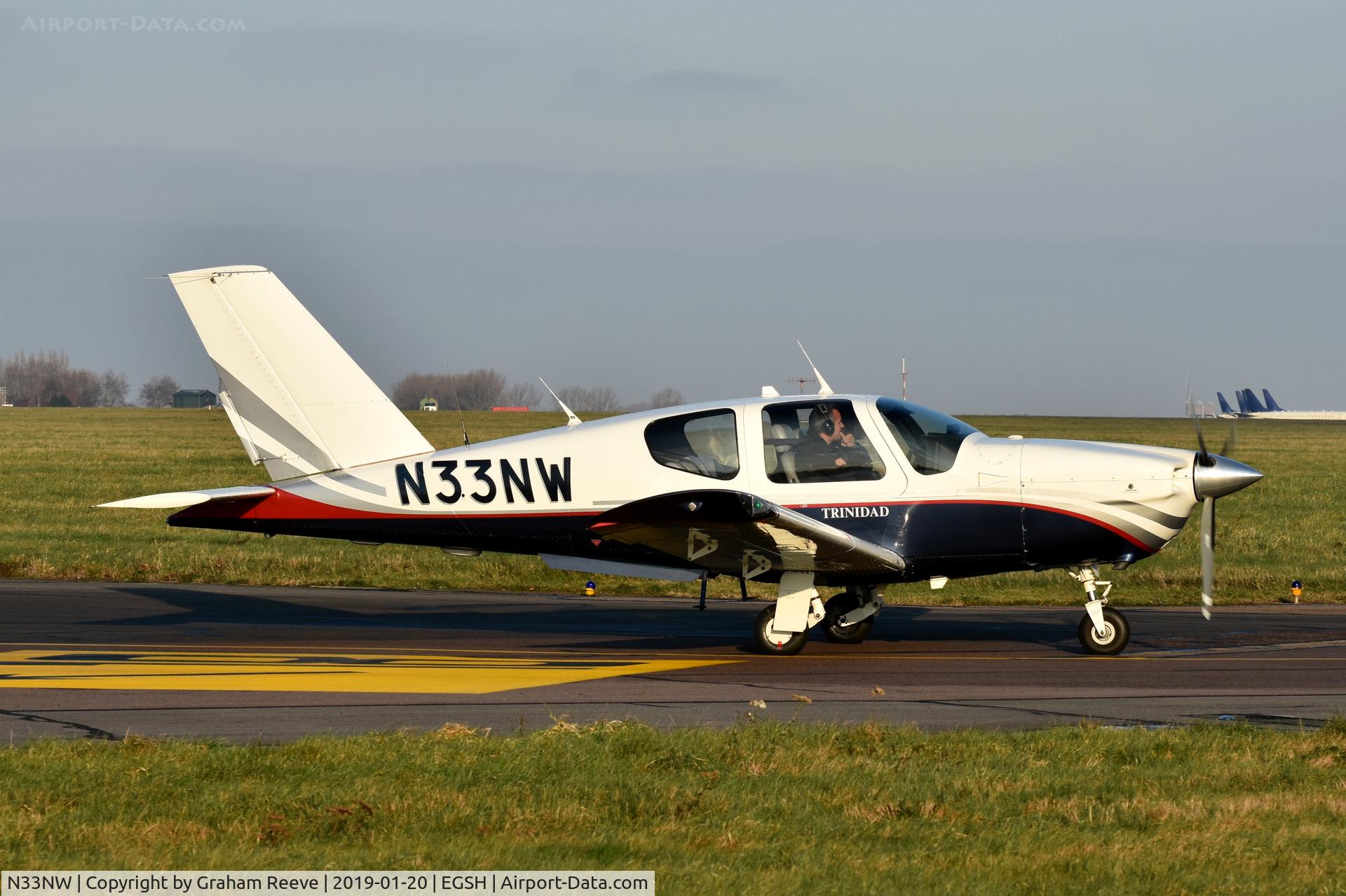 N33NW, 1990 Socata TB-20 Trinidad C/N 1073, Just landed at Norwich.