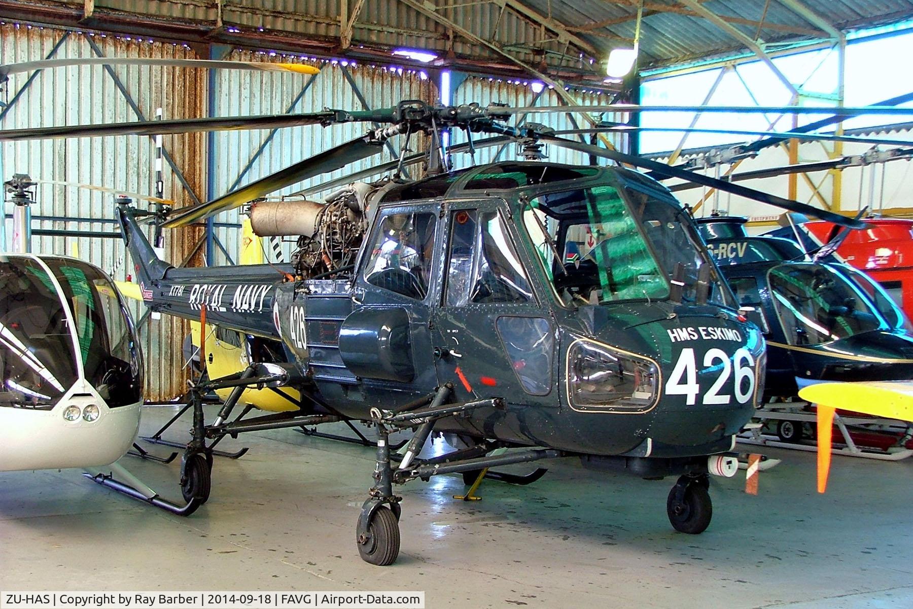 ZU-HAS, 1966 Westland Wasp HAS.1 C/N F9663, ZU-HAS   (XT781] Westland Wasp HAS.1 [F.9663] (Ex Royal Navy) Durban-Virginia~ZS 18/09/2014. ZU-HAS registration not applied yet.