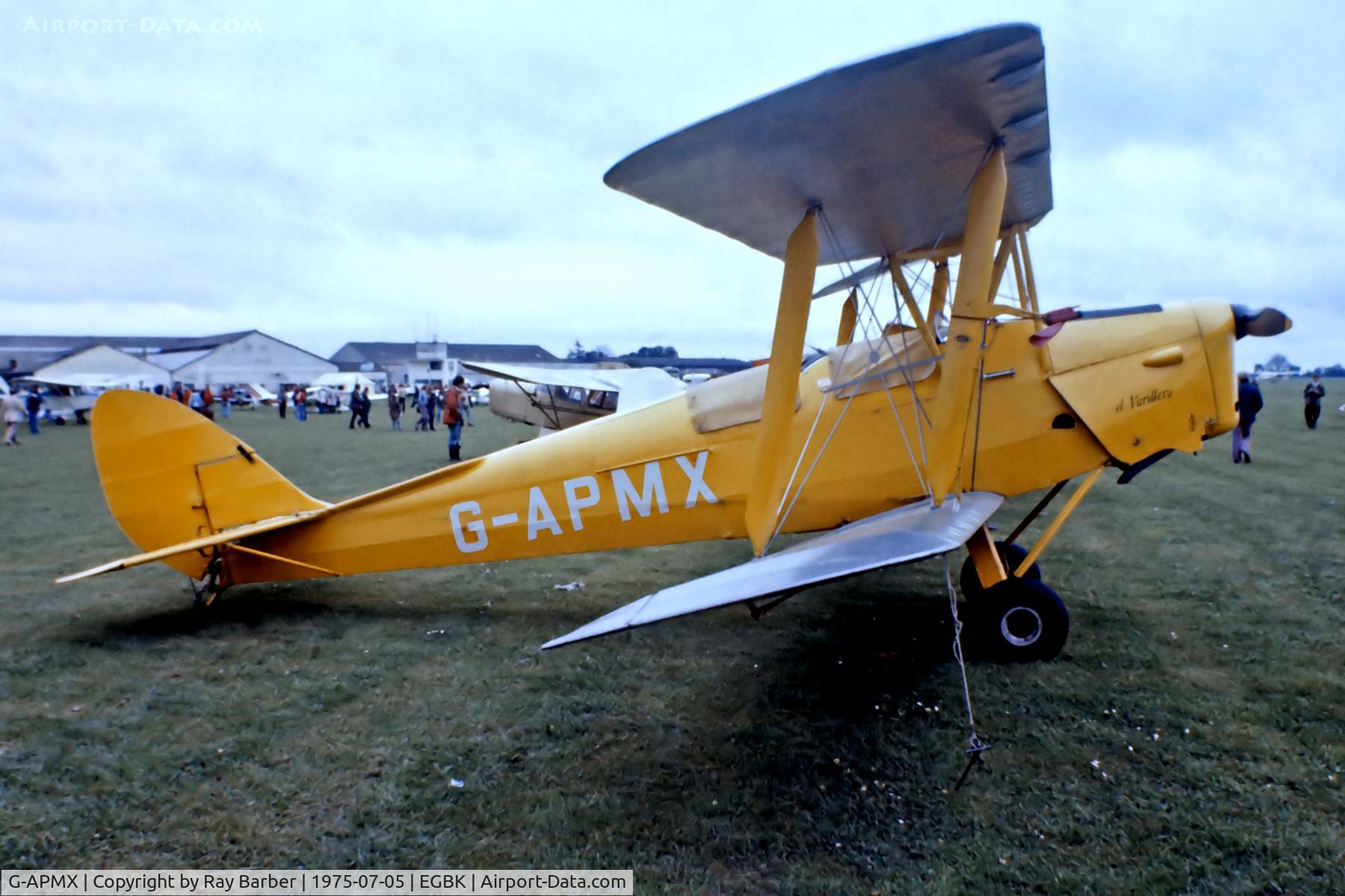 G-APMX, 1942 De Havilland DH-82A Tiger Moth II C/N 85645, G-APMX   De Havilland DH.82A Tiger Moth [85645] Sywell~G 05/07/1975. From a slide.