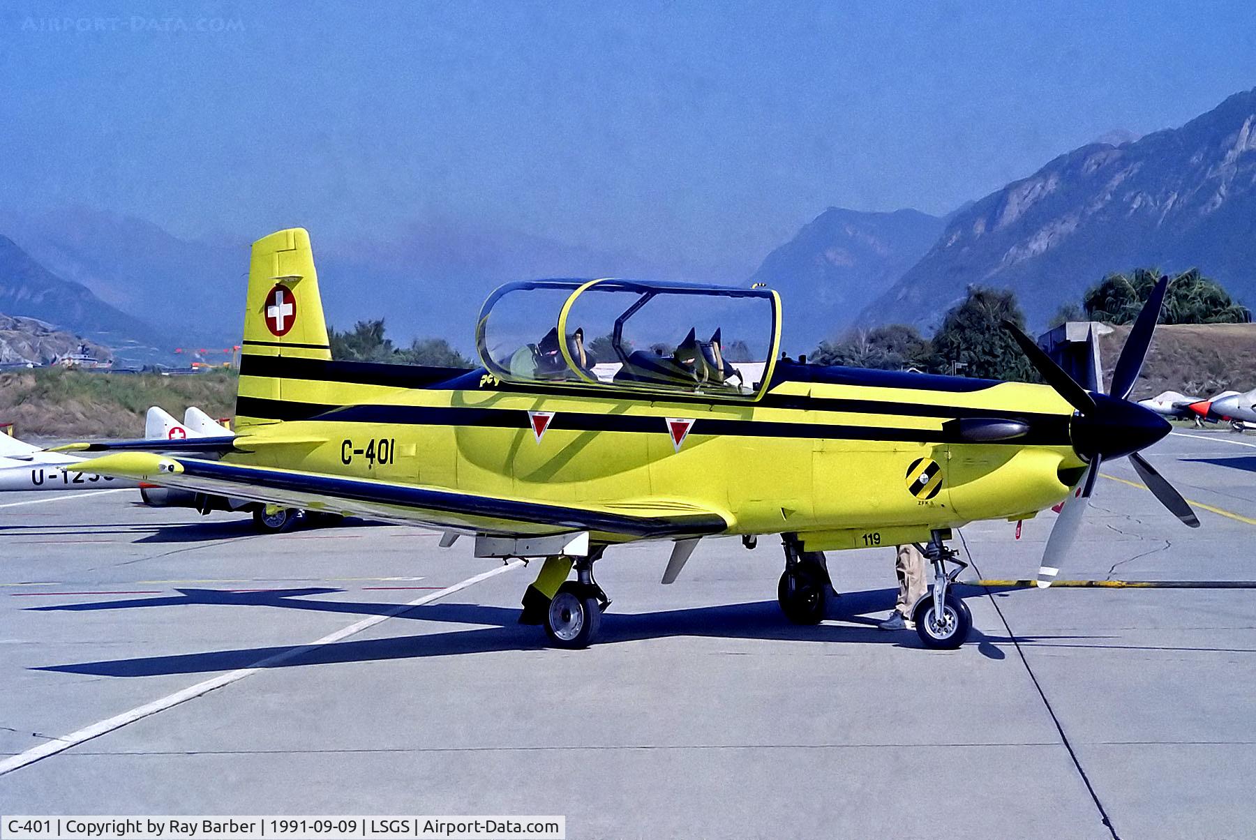 C-401, 1988 Pilatus PC-9 C/N 119, C-401   Pilatus PC-9 [119] (Swiss Air Force) Sion~HB 09/09/1991