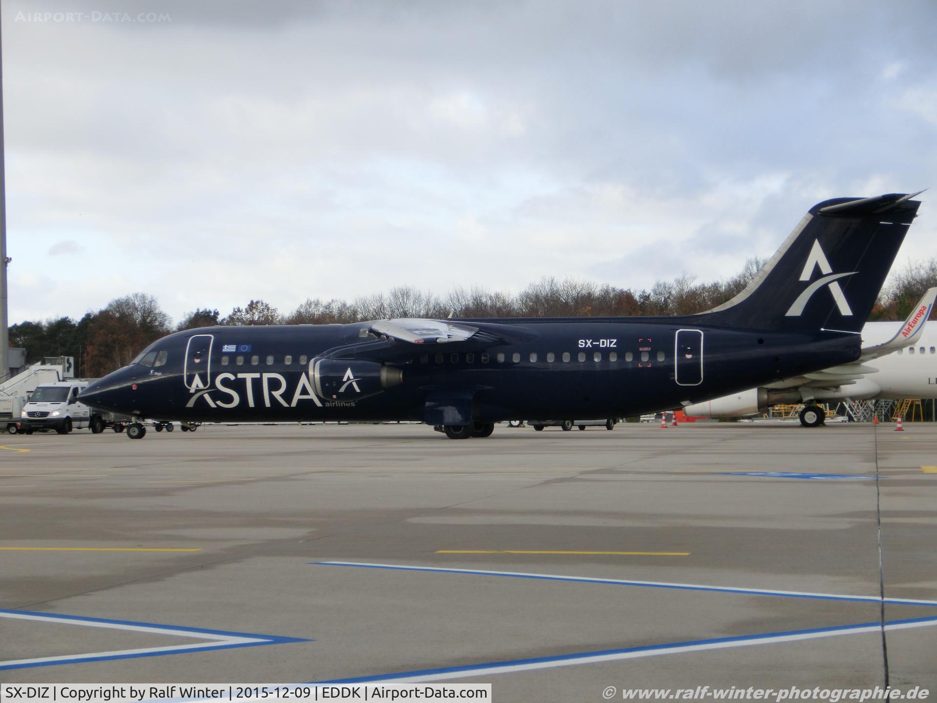 SX-DIZ, 1991 British Aerospace BAe.146-300 C/N E3206, British Aerospace BAe 146-300 - A2 AZI Astra Airlines 'Maja' - E3206 - SX-DIZ - 09.12.2015 - CGN