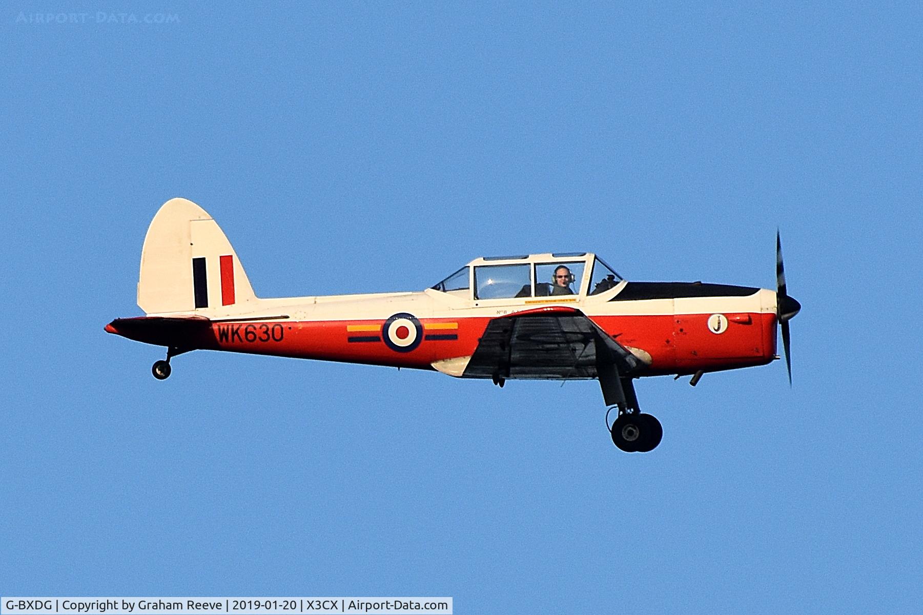 G-BXDG, 1950 De Havilland DHC-1 Chipmunk T.10 C/N C1/0644, In the over head at Felthorpe.