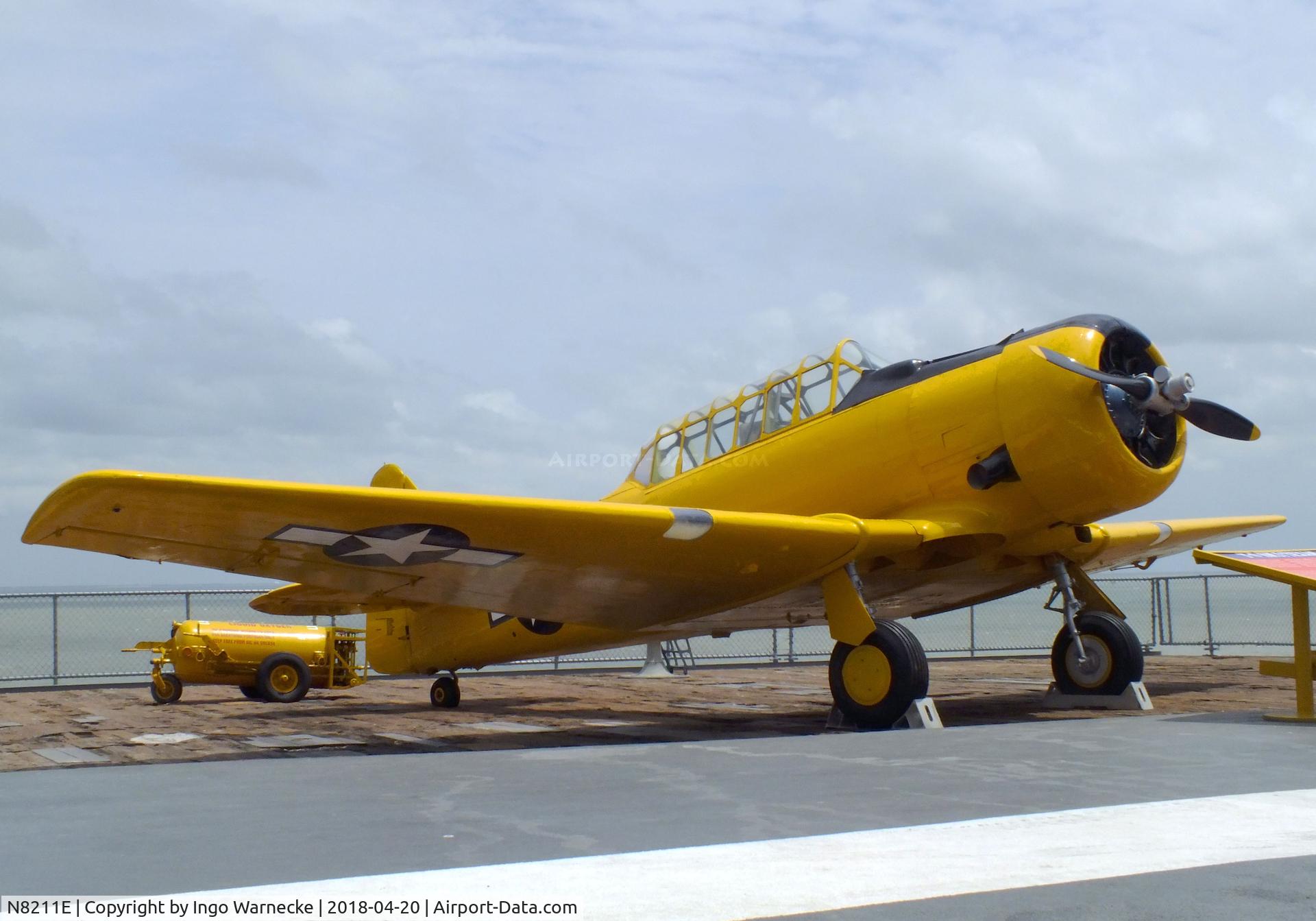 N8211E, 1958 North American SNJ-5 Texan C/N 52020, North American SNJ-5 Texan at the USS Lexington Museum, Corpus Christi TX