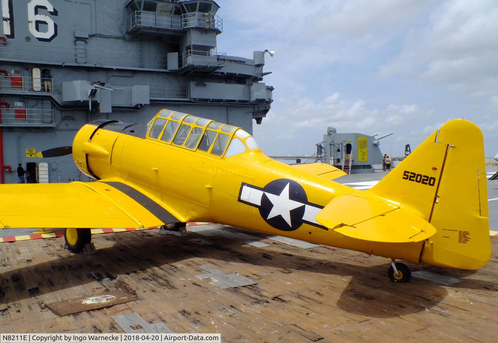 N8211E, 1958 North American SNJ-5 Texan C/N 52020, North American SNJ-5 Texan at the USS Lexington Museum, Corpus Christi TX