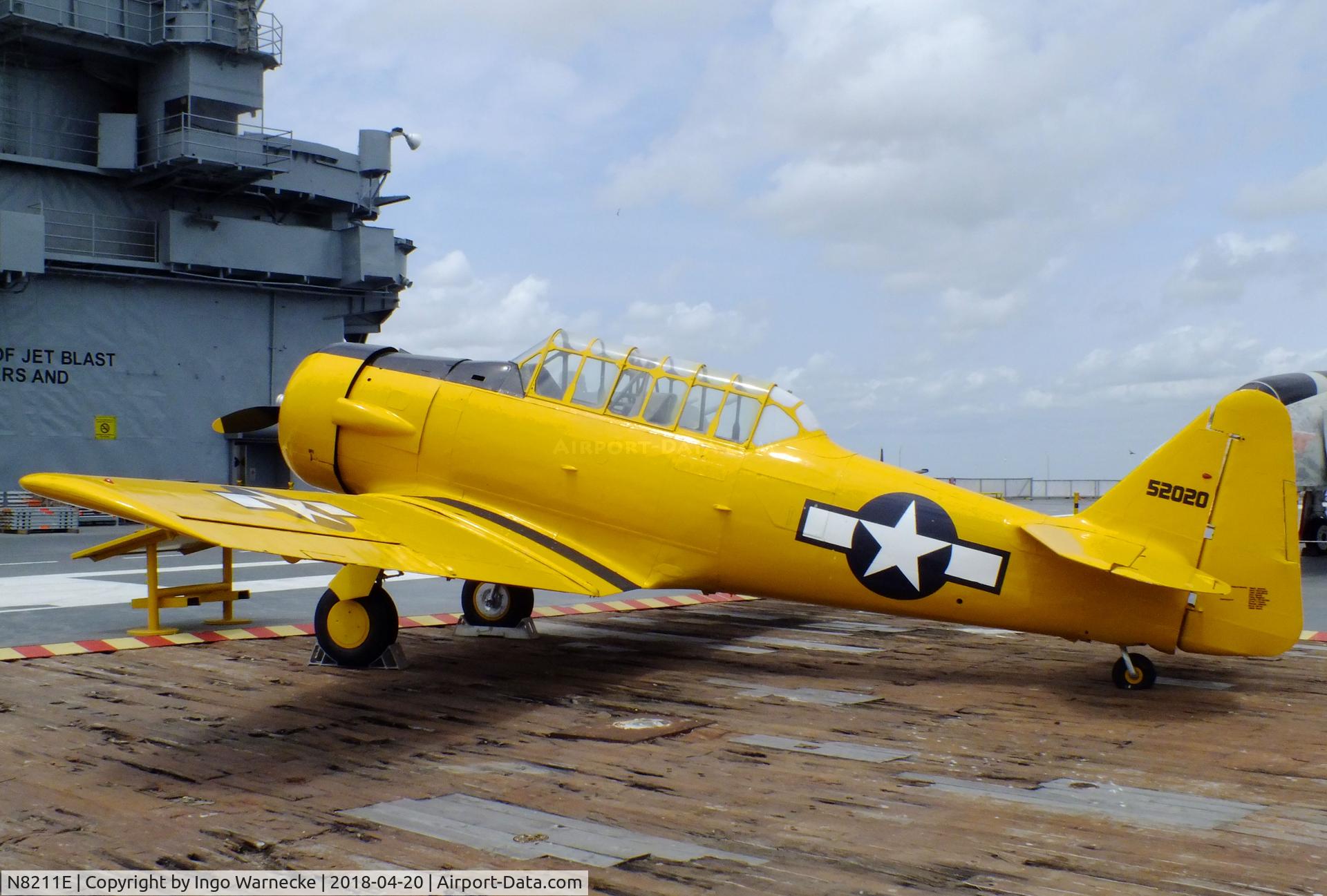 N8211E, 1958 North American SNJ-5 Texan C/N 52020, North American SNJ-5 Texan at the USS Lexington Museum, Corpus Christi TX