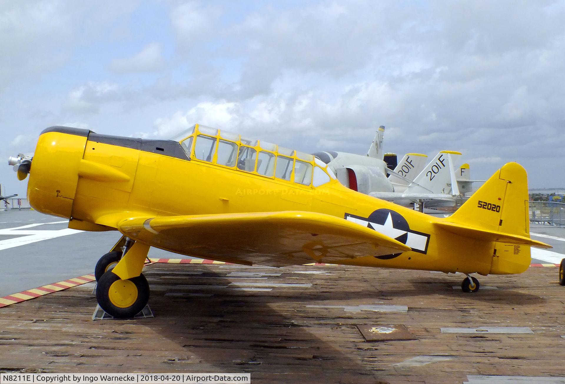 N8211E, 1958 North American SNJ-5 Texan C/N 52020, North American SNJ-5 Texan at the USS Lexington Museum, Corpus Christi TX