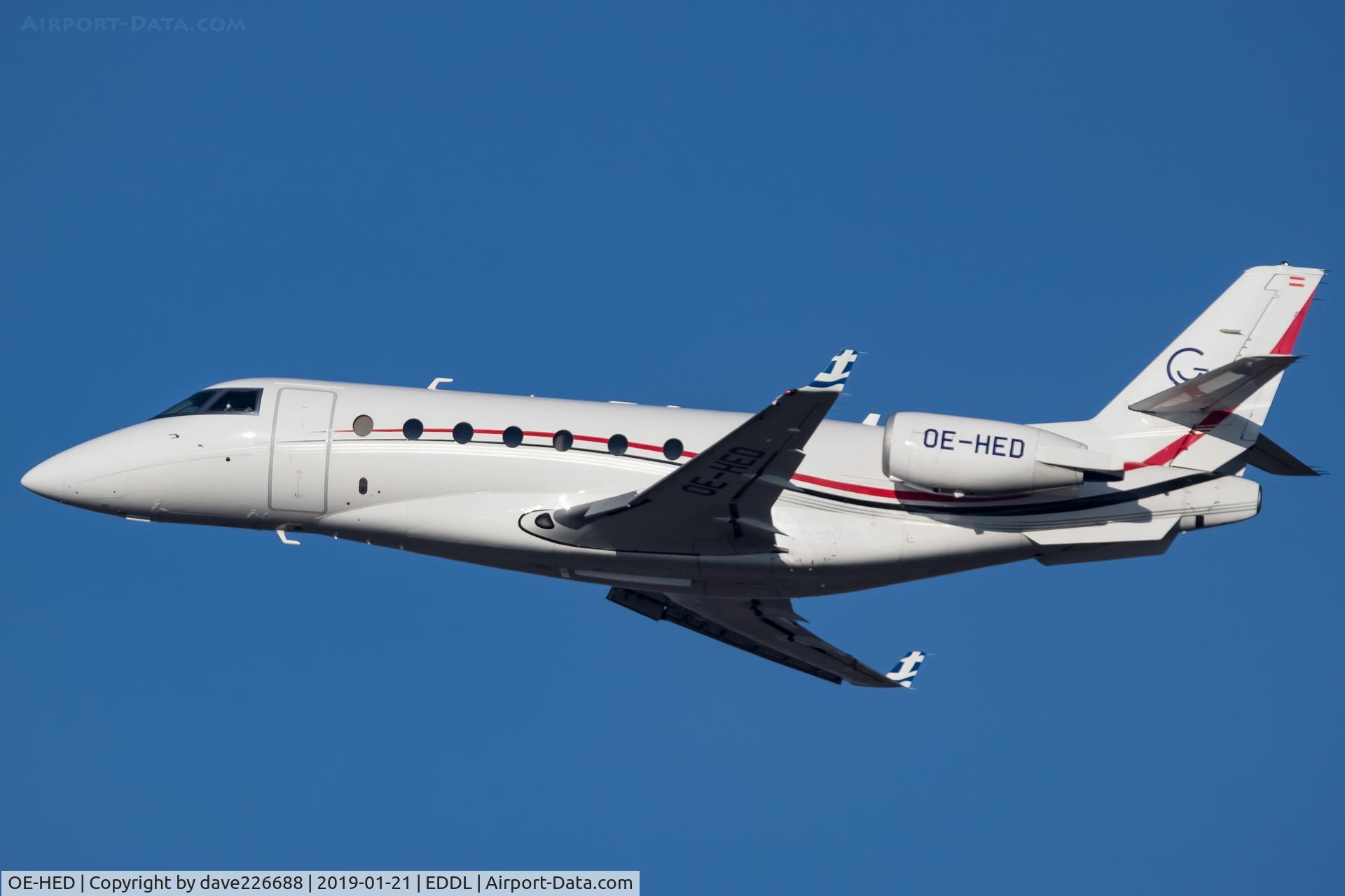 OE-HED, 2007 Gulfstream Aerospace G200 C/N 163, Avcon Jet G200 climbing out of Dusseldorf EDDL from 23L