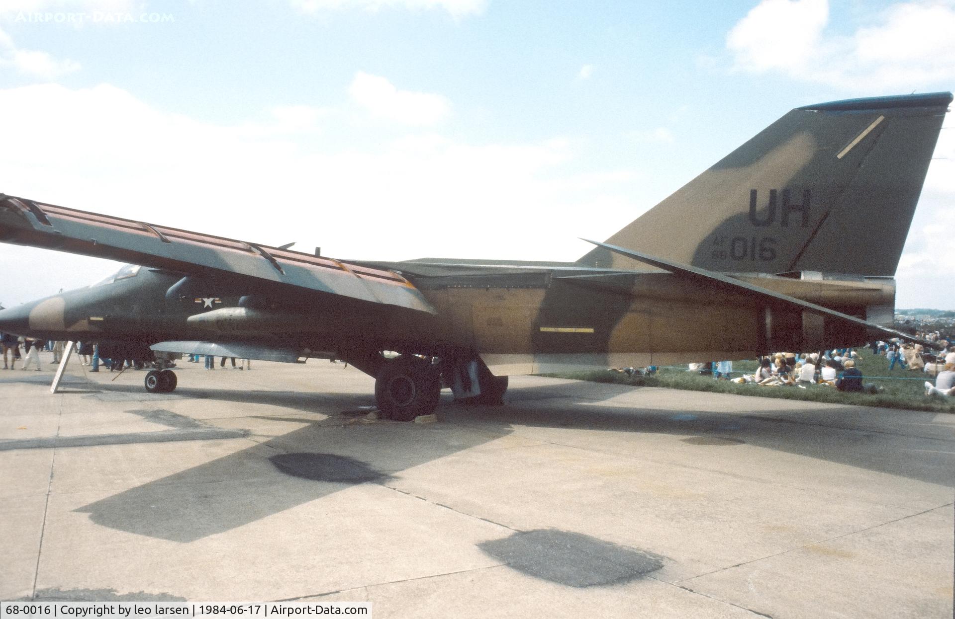 68-0016, 1968 General Dynamics F-111E Aardvark C/N A1-185, FSN Værløse Air Show 17.6.1984