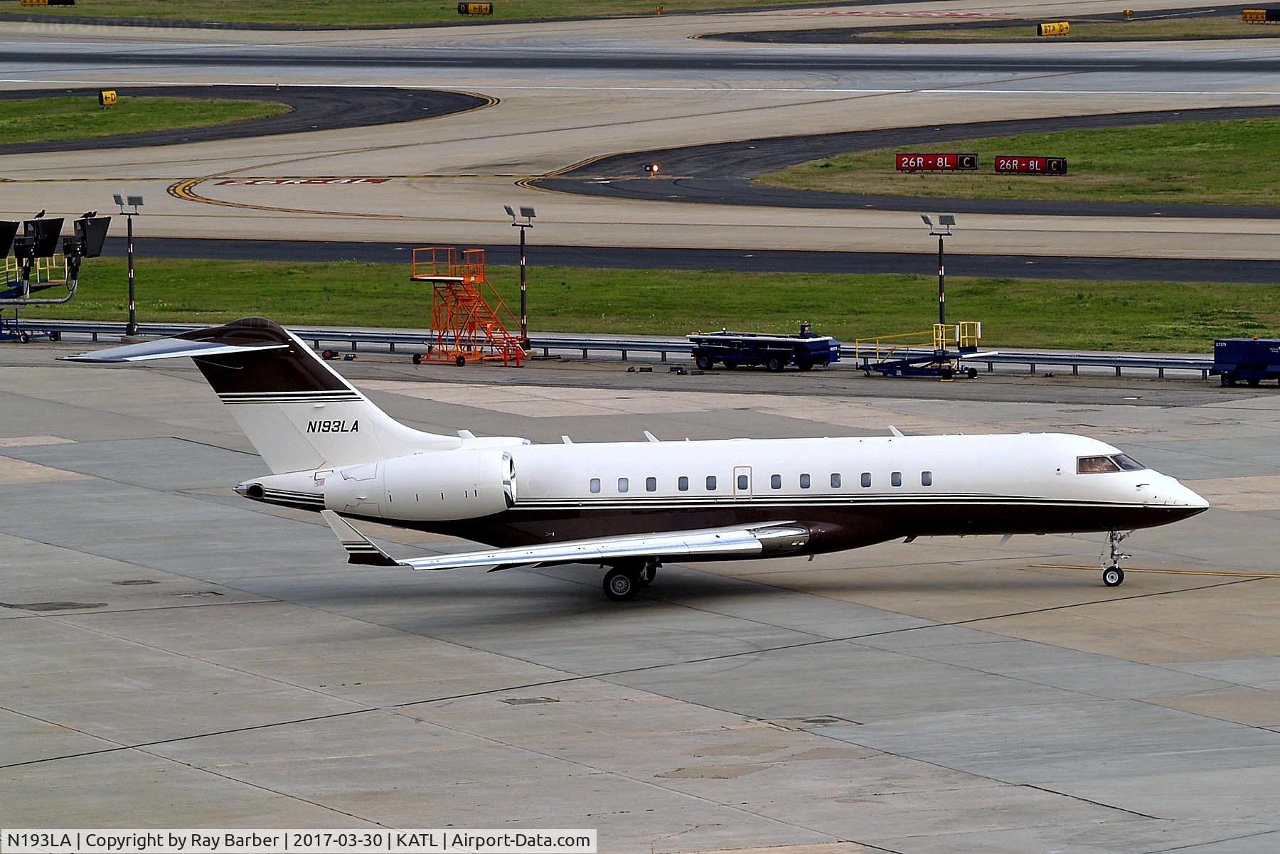 N193LA, 2012 Bombardier BD 700-1A10 Global 6000 C/N 9524, N193LA   Bombardier BD-700-1A10 Global 6000 [9524] (Executive Jet Management) Atlanta-Hartsfield~N 30/03/2017