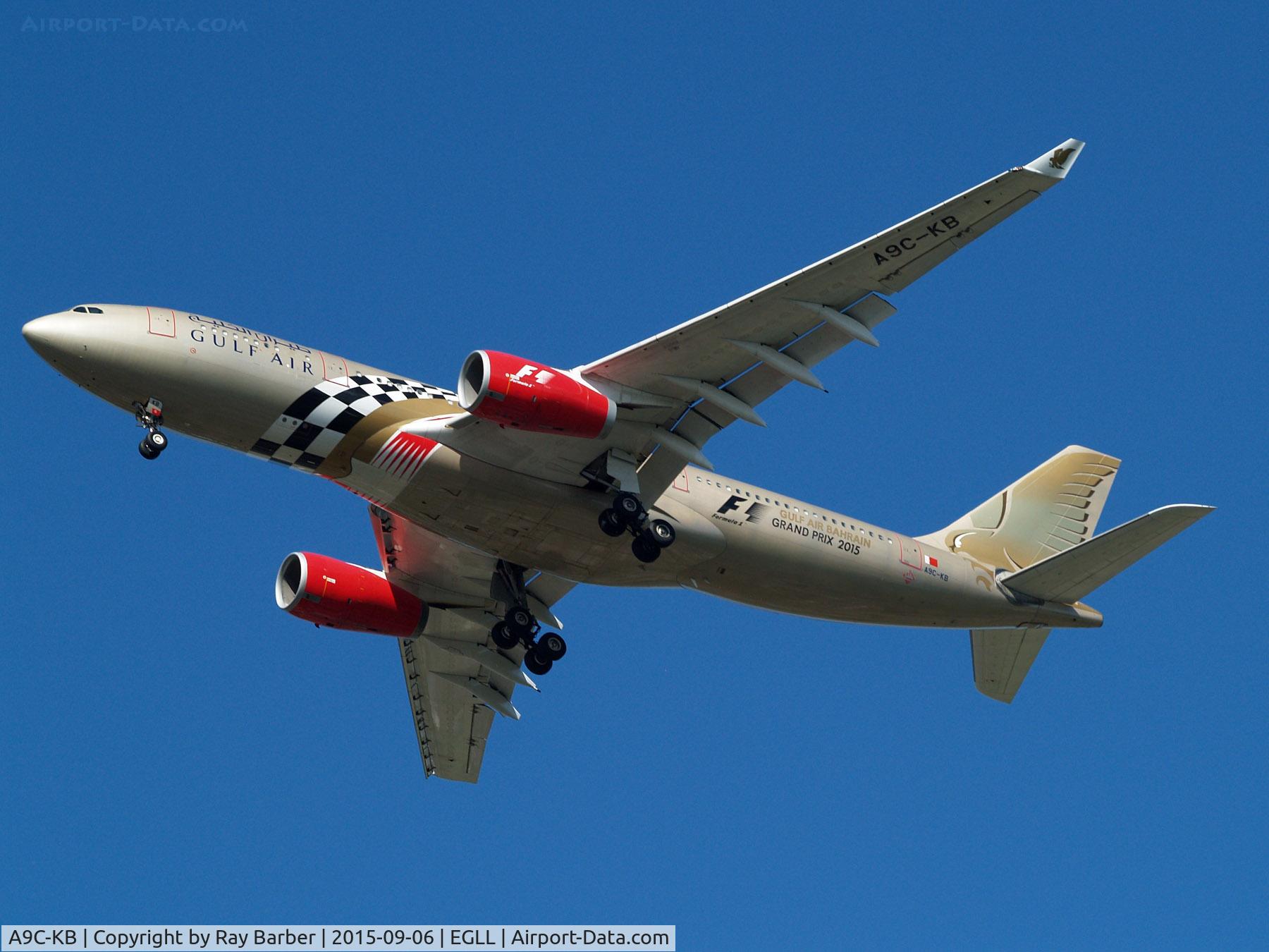 A9C-KB, 1999 Airbus A330-243 C/N 281, A9C-KB   Airbus A330-243 [281] (Gulf Air) Home~G 06/09/2015. Seen wearing 2015 Grand Prix titles.