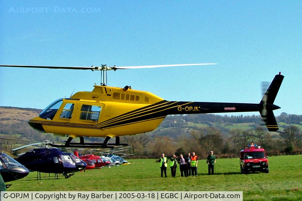 G-OPJM, 1992 Bell 206B JetRanger III C/N 4259, G-OPJM   Bell 206B-3 Jet Ranger III [4259] (PJM Helicopters LLP) Cheltenham Racecourse~G 18/03/2005