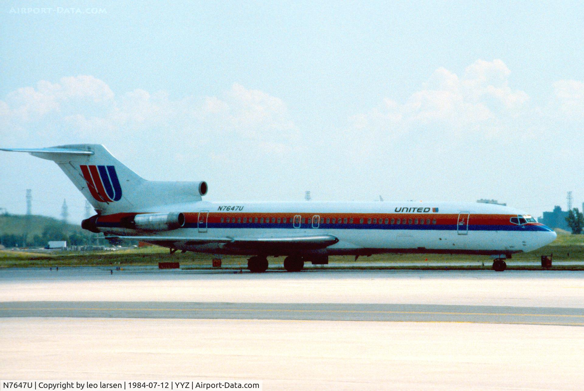 N7647U, 1969 Boeing 727-222 C/N 20041, Totonto 12.7.1984