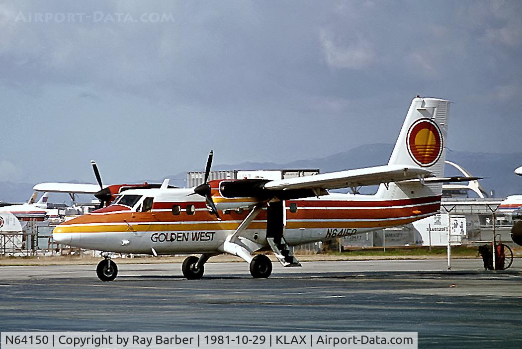 N64150, 1968 De Havilland Canada DHC-6-200 Twin Otter C/N 150, N64150   De Havilland Canada DHC-6-200 Twin Otter [150] (Golden West Airlines) Los Angeles Int'l~N 29/10/1981. From a slide.
