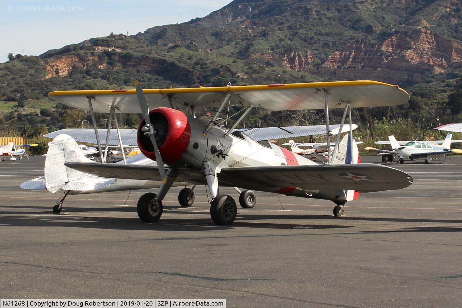 N61268, 1942 Boeing A75N1(PT17) C/N 75-3259, 1942 Boeing Stearman A75N1 (PT-17), Lycoming R680 radial, (Lycoming's first radial engine), taxied to ramp