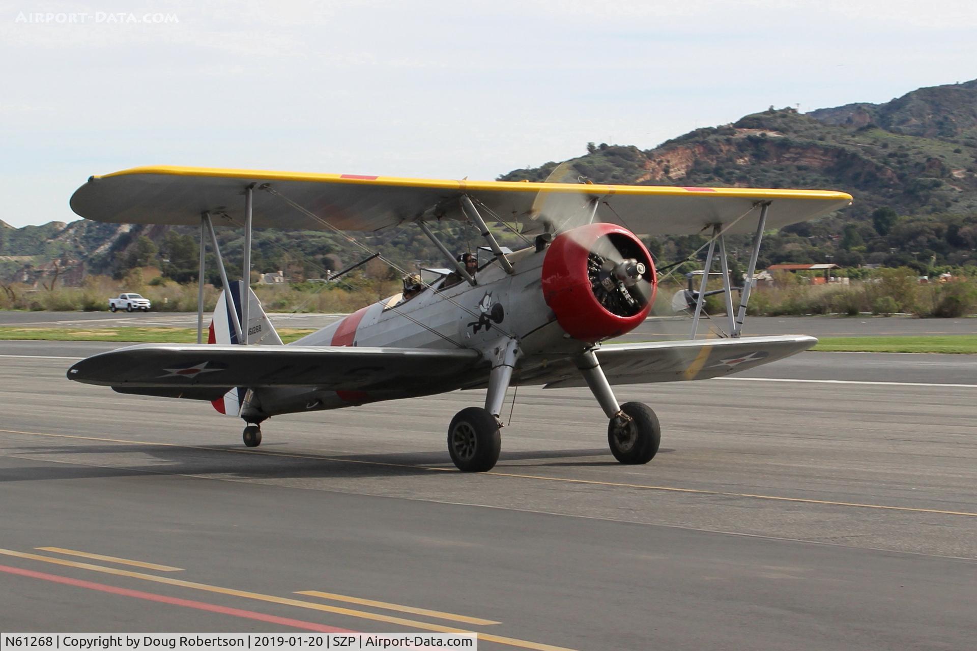 N61268, 1942 Boeing A75N1(PT17) C/N 75-3259, 1942 Boeing Stearman A75N1 (PT-17), Lycoming R680 radial, taxi to Rwy 04