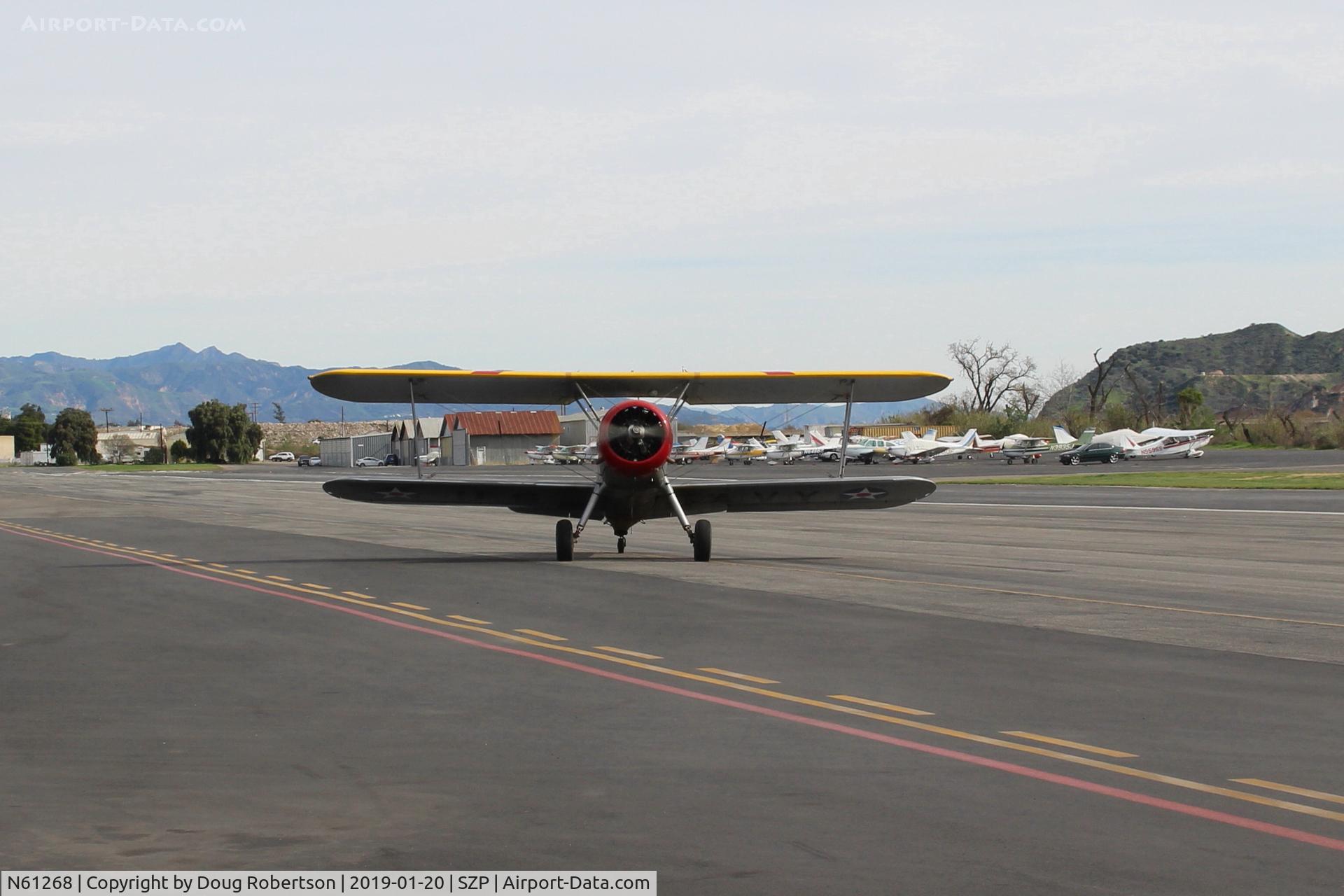 N61268, 1942 Boeing A75N1(PT17) C/N 75-3259, 1942 Boeing Stearman A75N1 (PT-17), Lycoming R680 radial, taxi to Runway 04