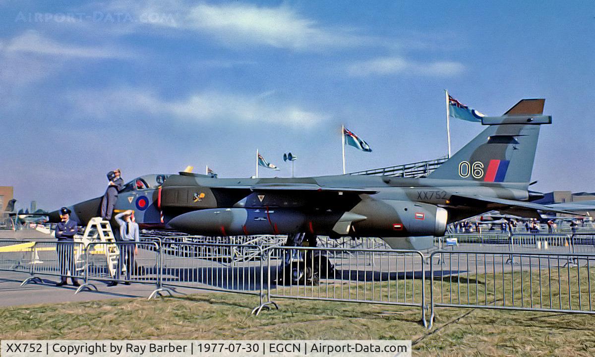 XX752, 1975 Sepecat Jaguar GR.1A C/N S.49, XX752   SEPECAT Jaguar GR.1A [S-49] (Royal Air Force) RAF Finningley~G 30/07/1977. From a slide.