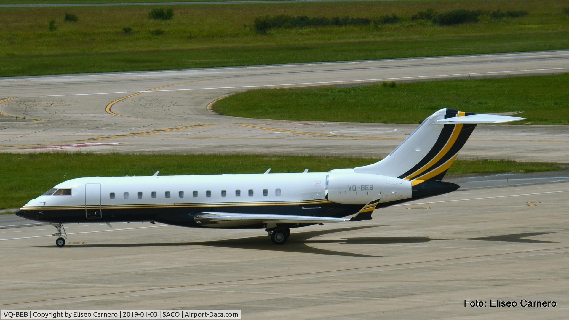 VQ-BEB, 2008 Bombardier BD-700-1A10 Global Express C/N 9283, The VQ-BEB at Cordoba International Airport on Jaunary 2019