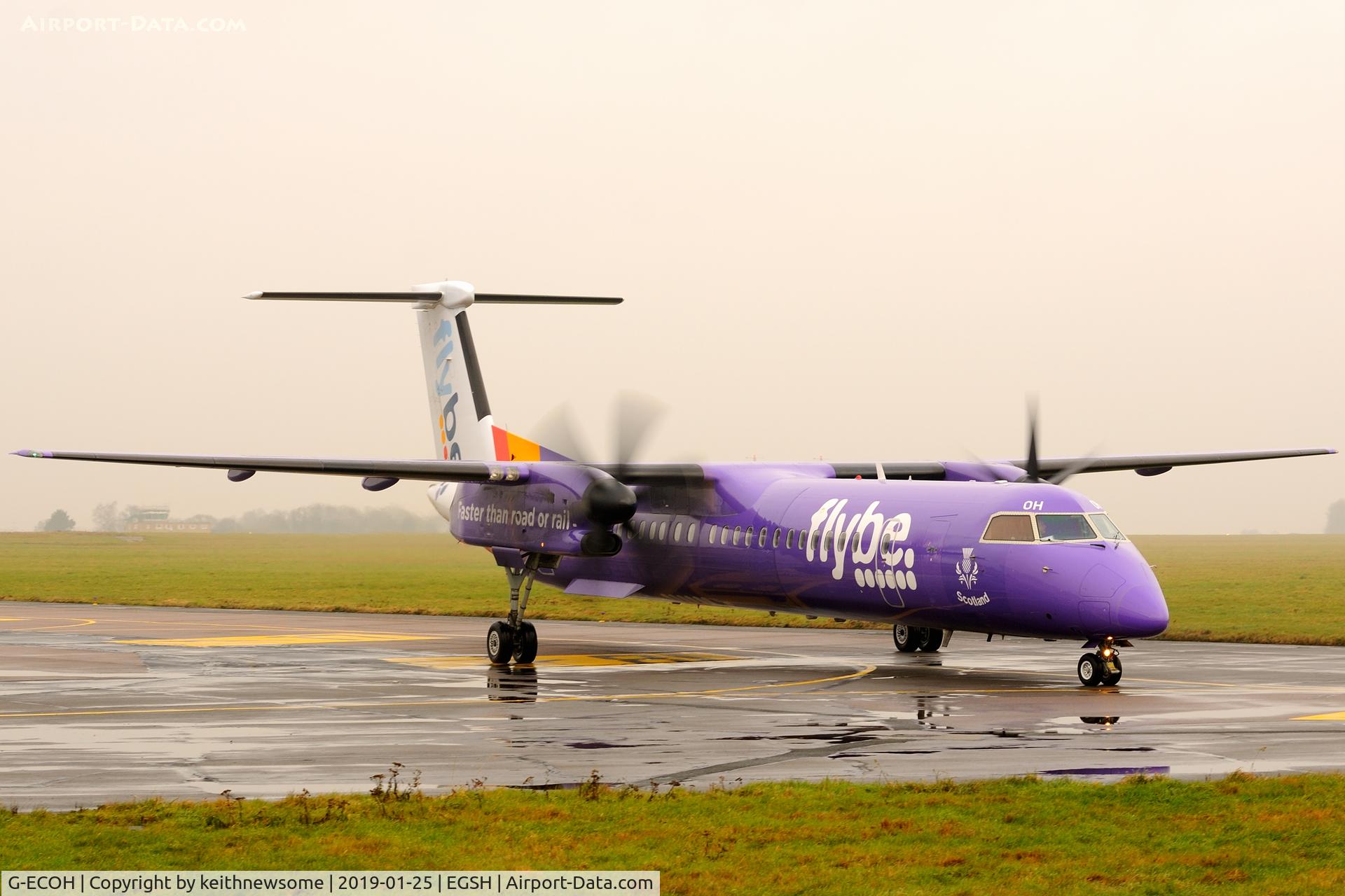 G-ECOH, 2008 De Havilland Canada DHC-8-402Q Dash 8 C/N 4221, Arriving at Norwich from Exeter.
