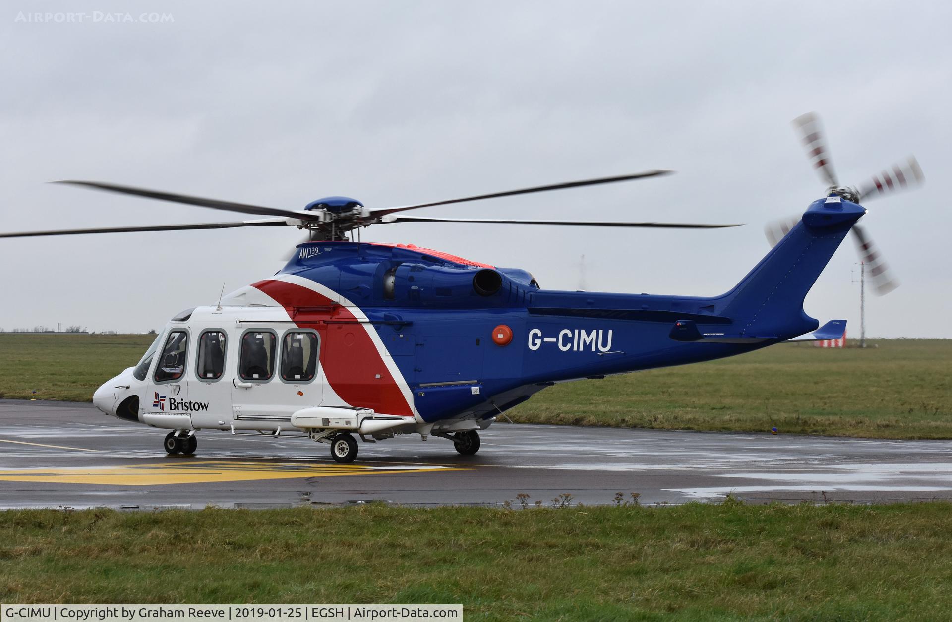 G-CIMU, 2015 AgustaWestland AW-139 C/N 31583, Departing from Norwich.