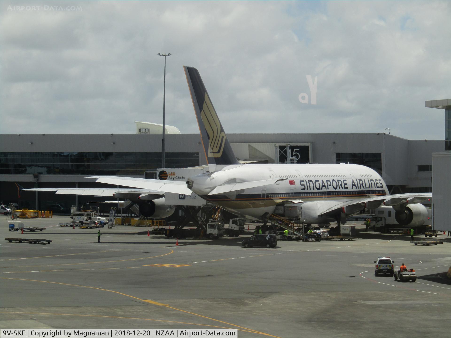 9V-SKF, 2008 Airbus A380-841 C/N 012, on stand at AKL