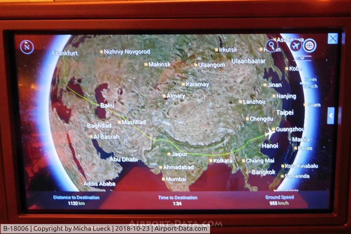 B-18006, 2016 Boeing 777-309/ER C/N 43981, Interesting routing for FRA-TPE: TPE-FRA was first straight north, along Japan's coast and north of Harbin, before turning West (see photo ID AC1453370)...