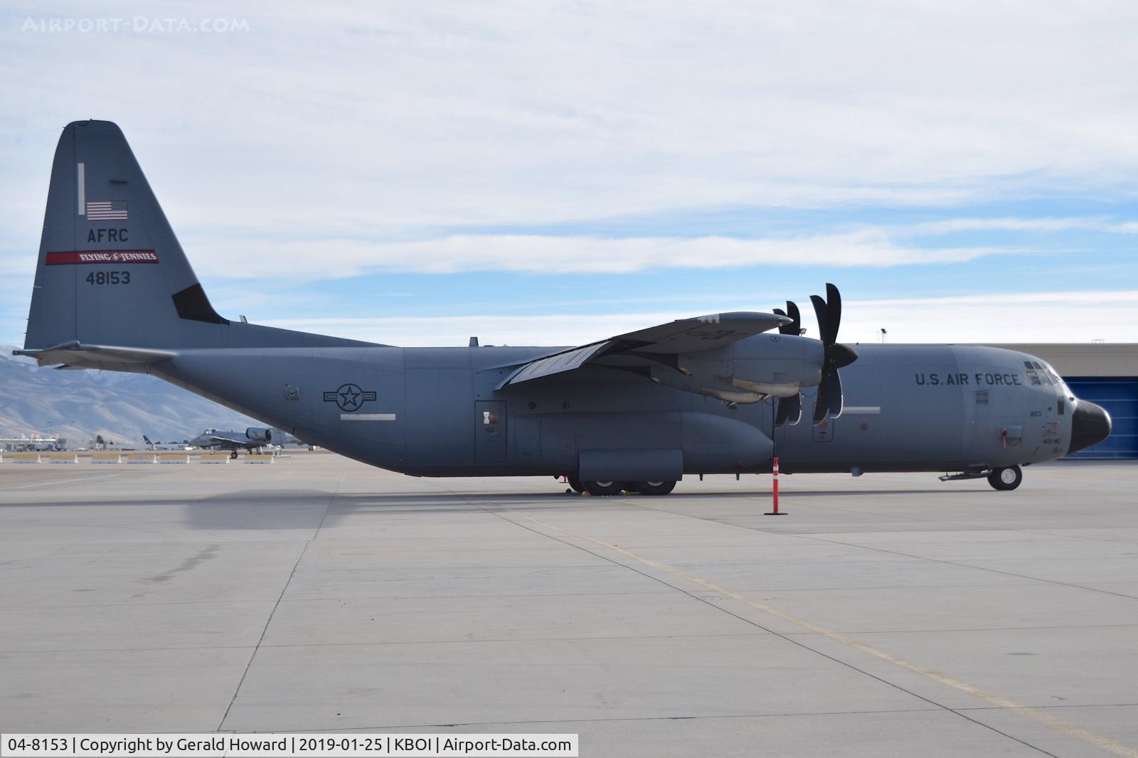 04-8153, 2004 Lockheed Martin C-130J-30 Super Hercules C/N 382-5561, Parked on the south GA ramp.  815th Airlift SQ. “Flying Jennies”, 403rd Wing, AFRC, Keesler AFB, MS.