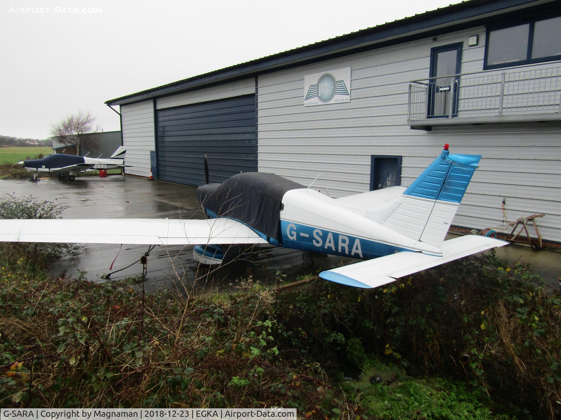 G-SARA, 1979 Piper PA-28-181 Cherokee Archer II C/N 28-7990039, hiding out at shoreham