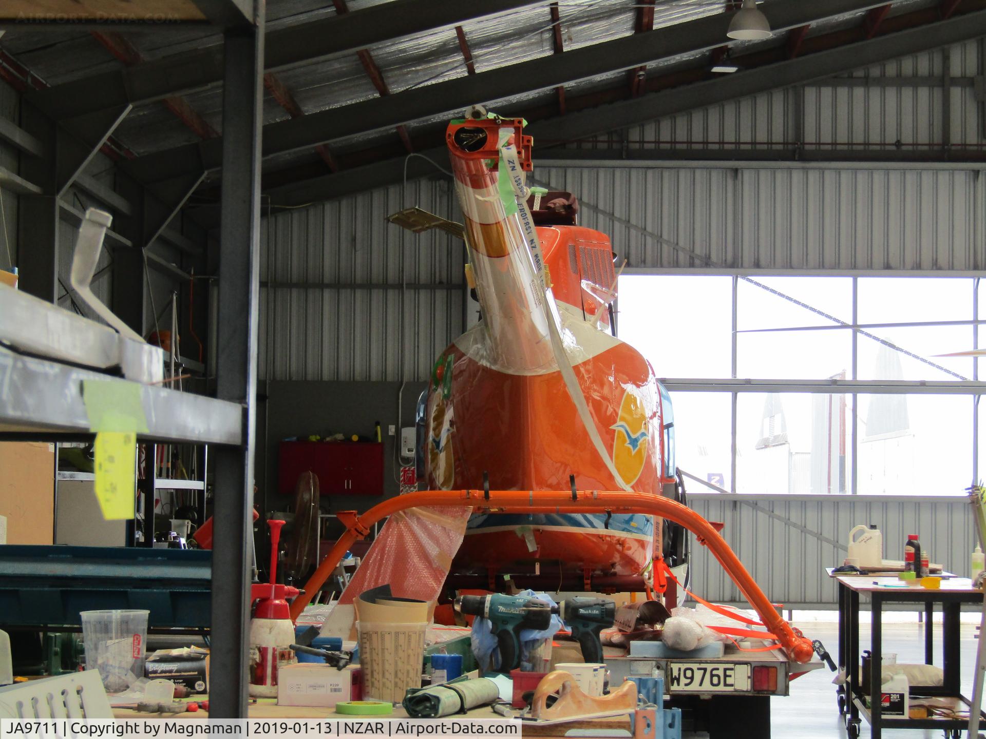 JA9711, 1987 Bell 206L-3 LongRanger III C/N 51221, Now imoted to NZ - in Heliflite hangar