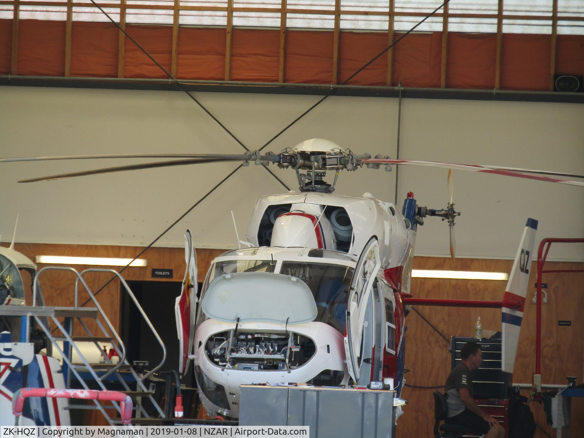 ZK-HQZ, Kawasaki BK-117C-1 C/N 1123, In Oceania hangar