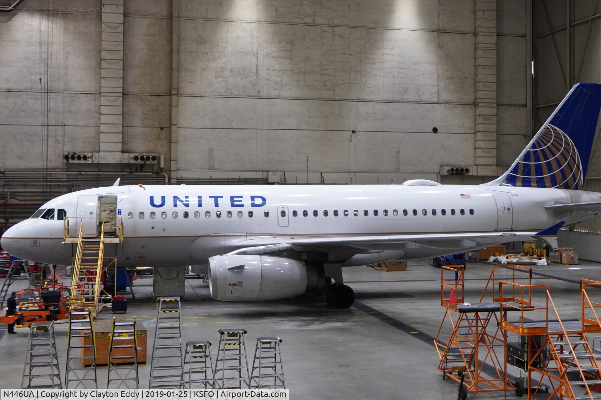 N446UA, 1998 Airbus A320-232 C/N 834, SFO 2019.