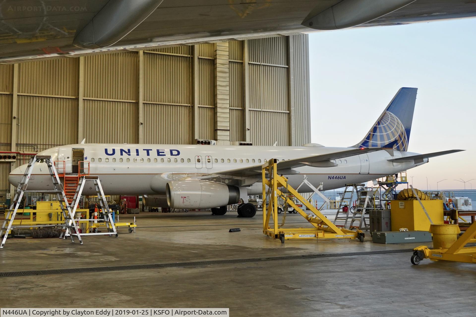 N446UA, 1998 Airbus A320-232 C/N 834, SFO 2019.