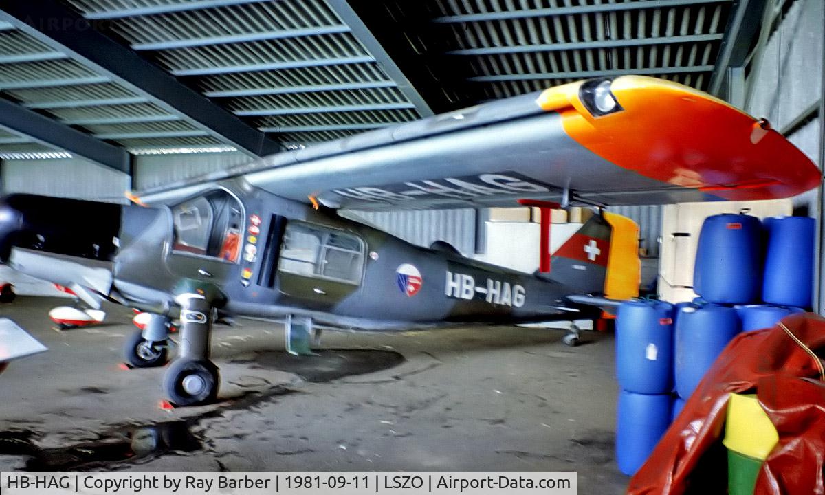 HB-HAG, 1958 Dornier Do-27B-1 C/N 276, HB-HAG   Dornier Do.27B-1 [276] Luzern-Beromunster~HB 11/09/1981. From a slide.