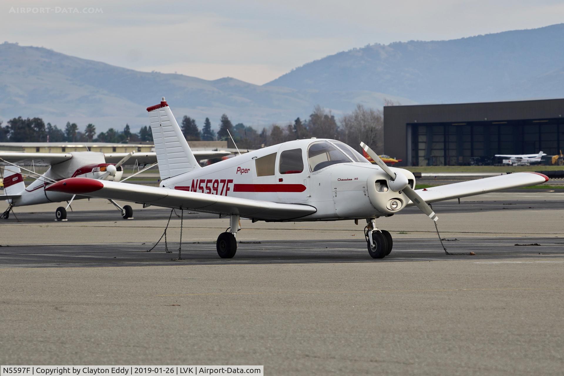 N5597F, 1968 Piper PA-28-140 C/N 28-24853, Livermore Airport California 2019.