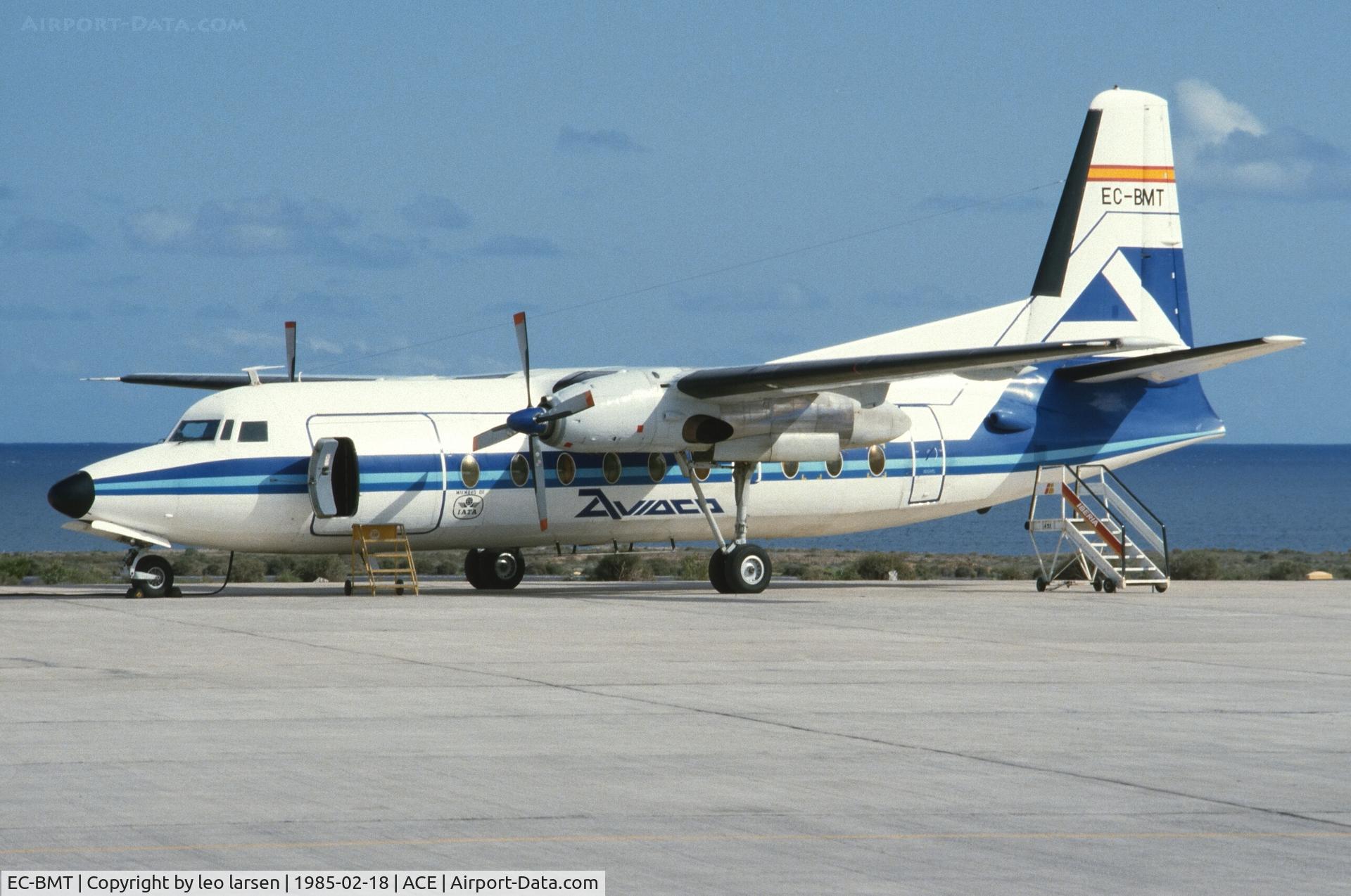 EC-BMT, 1967 Fokker F.27-600 Friendship C/N 10343, Lanzarote 18.2.1985