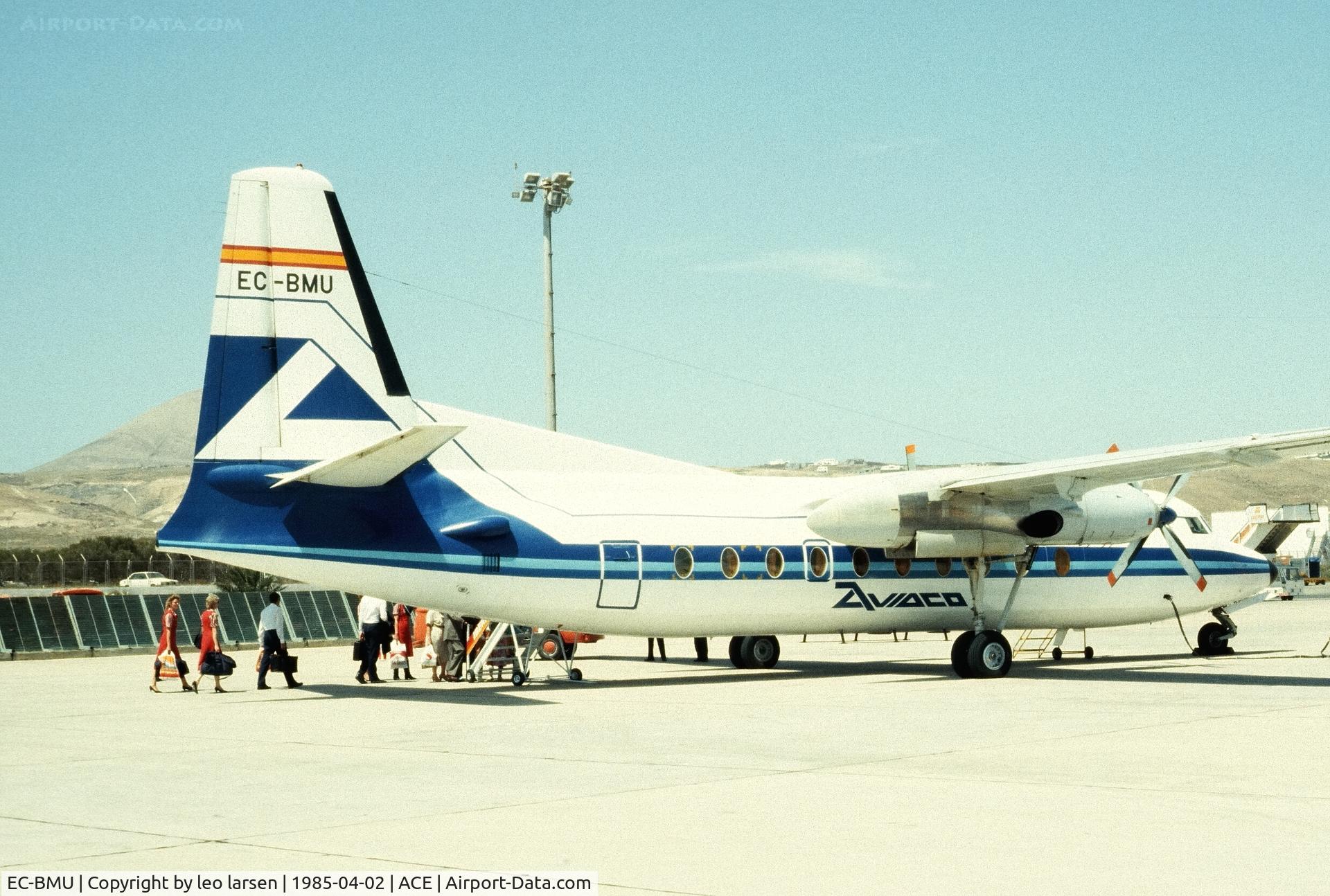 EC-BMU, 1967 Fokker F.27-600 Friendship C/N 10347, Lanzarote 2.4.1985