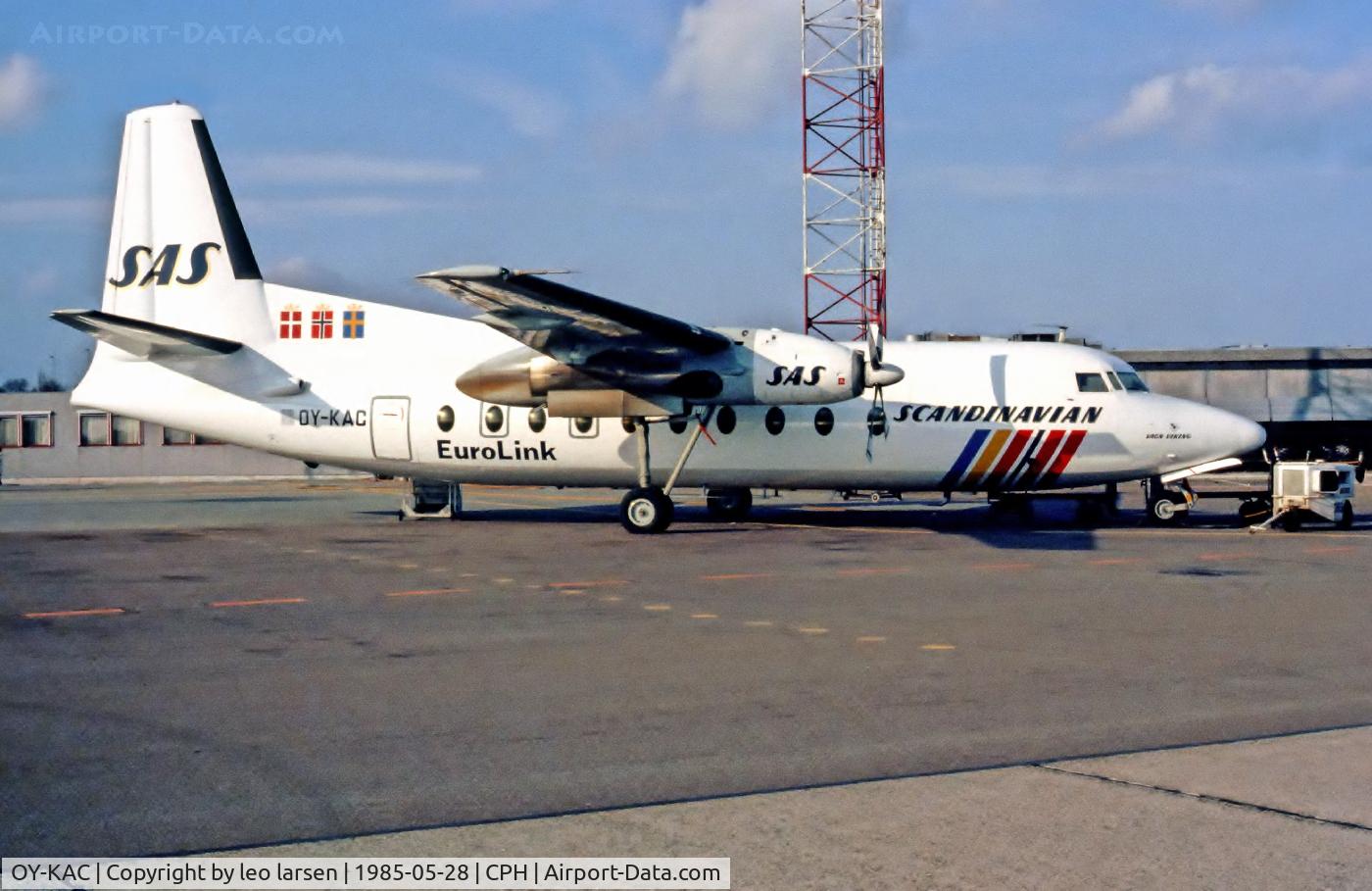 OY-KAC, 1968 Fokker F.27-600 Friendship C/N 10385, Copenhagen 28.5.1985