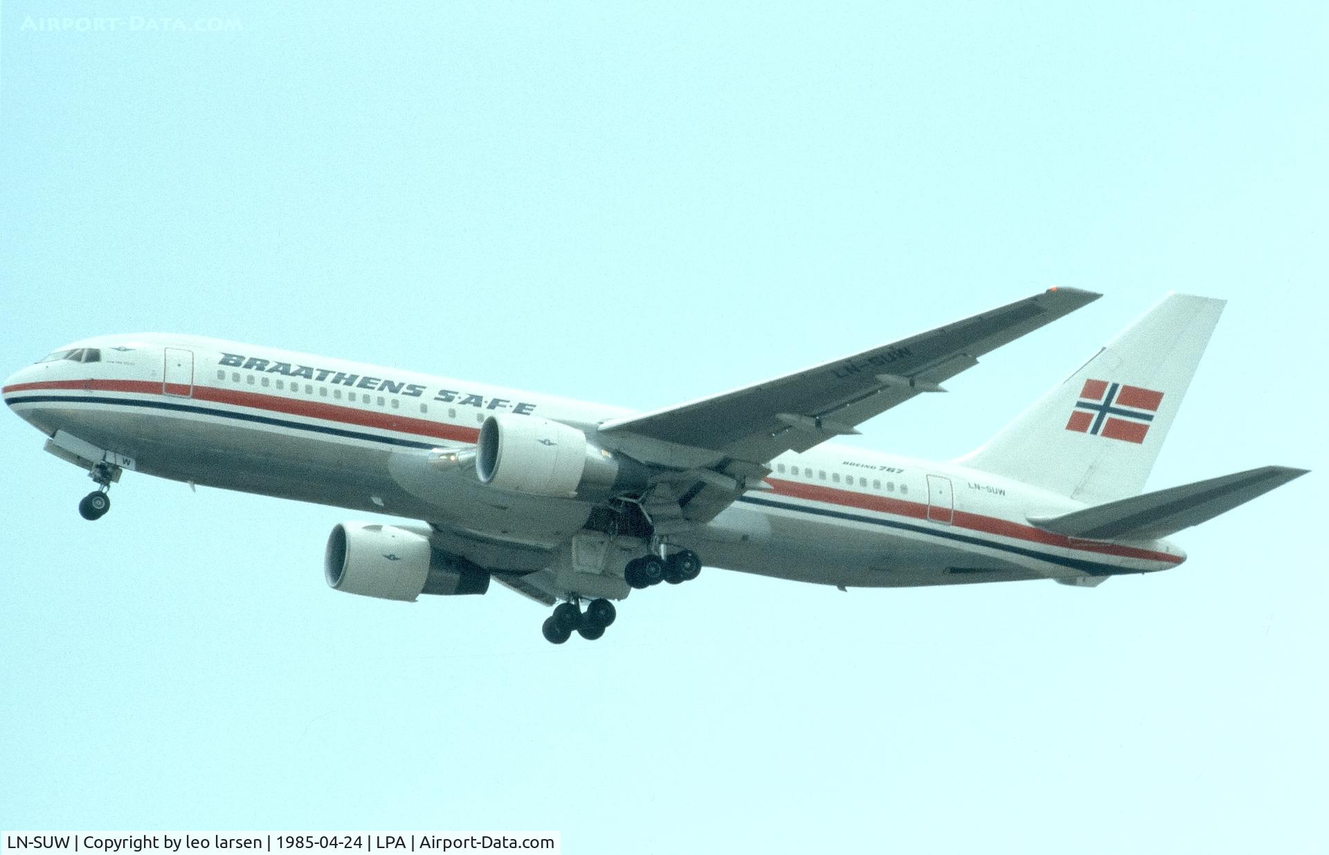 LN-SUW, 1984 Boeing 767-205 C/N 23058, Las Palmas 24.4.1985