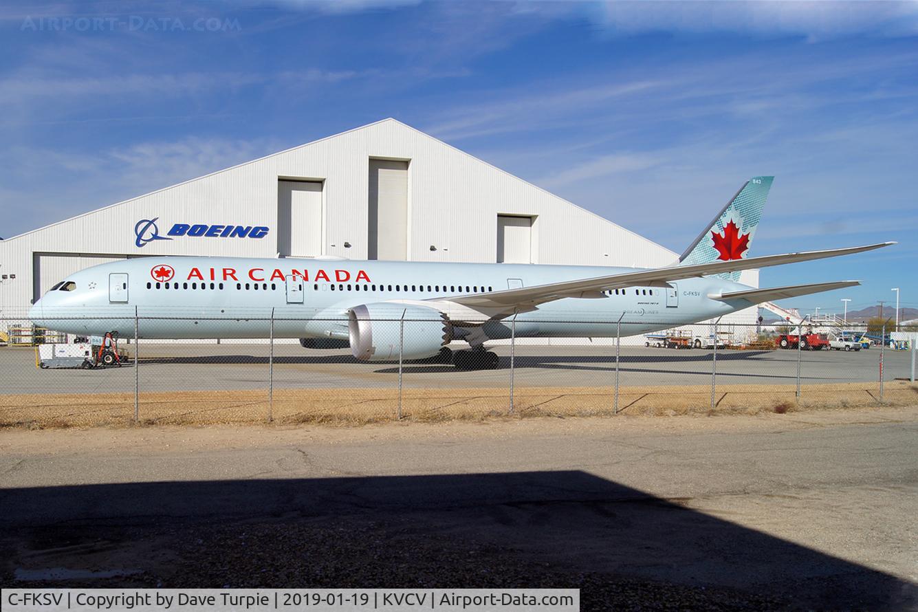 C-FKSV, 2016 Boeing 787-9 Dreamliner C/N 37170, The plane is possibly at KVCV to be repainted.  I could not confirm it though.  There was no angle available to eliminate the fence from the picture.