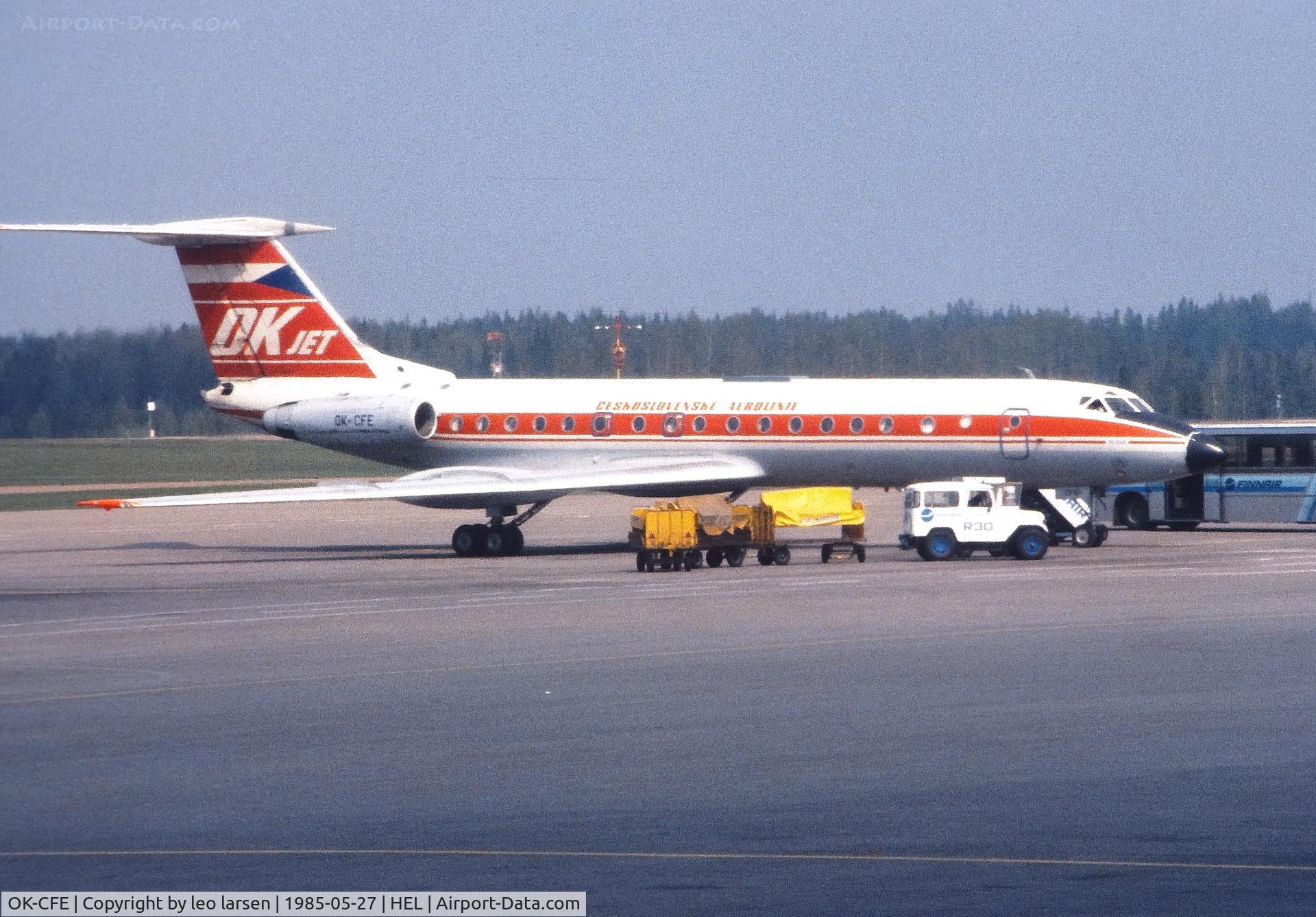 OK-CFE, 1972 Tupolev Tu-134A C/N 2351602, Helsinki 27.5.1985