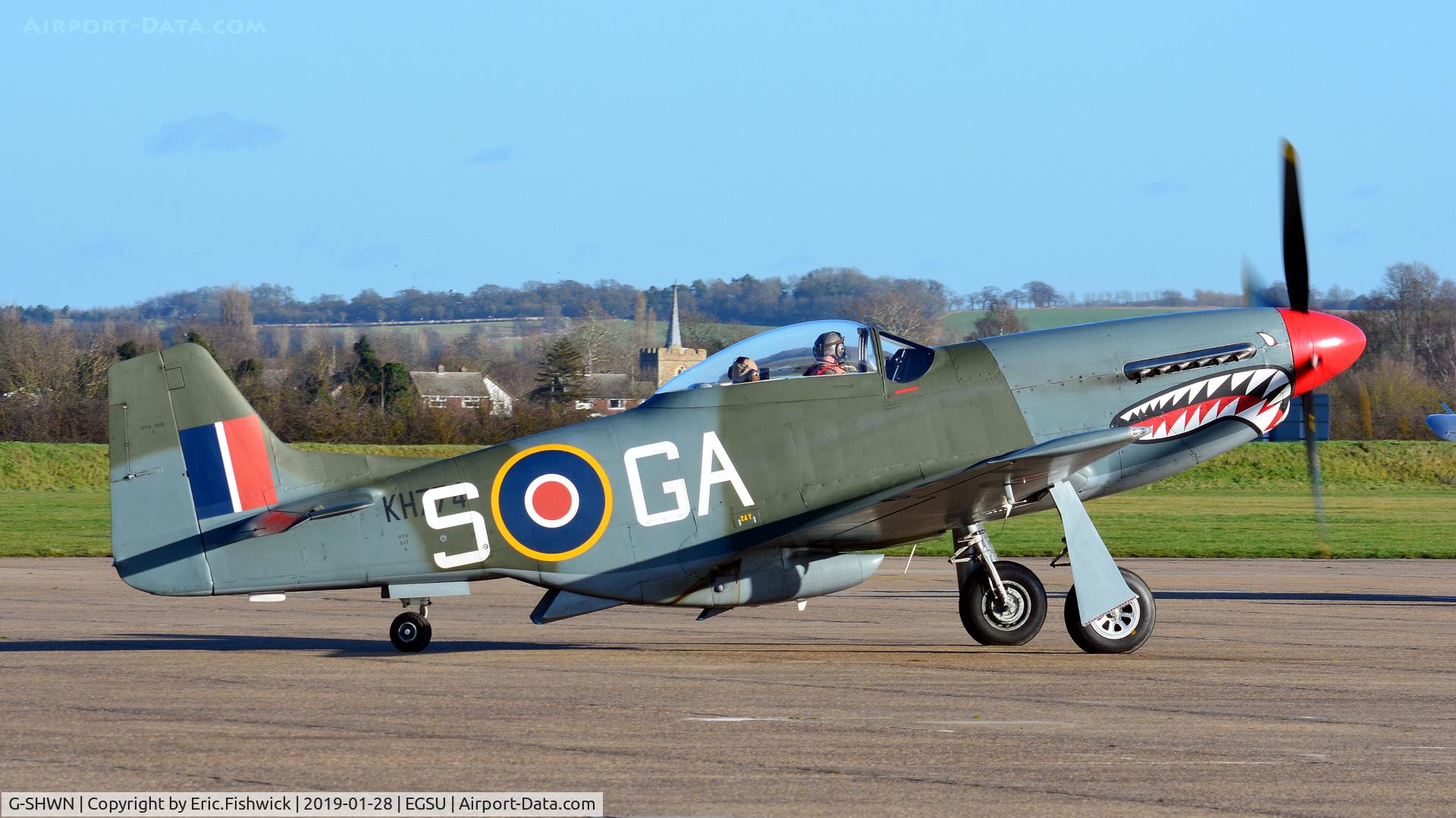G-SHWN, 1944 North American P-51D Mustang C/N 122-40417, 2. 'The Shark' (KH774) at Duxford, Jan 2019.