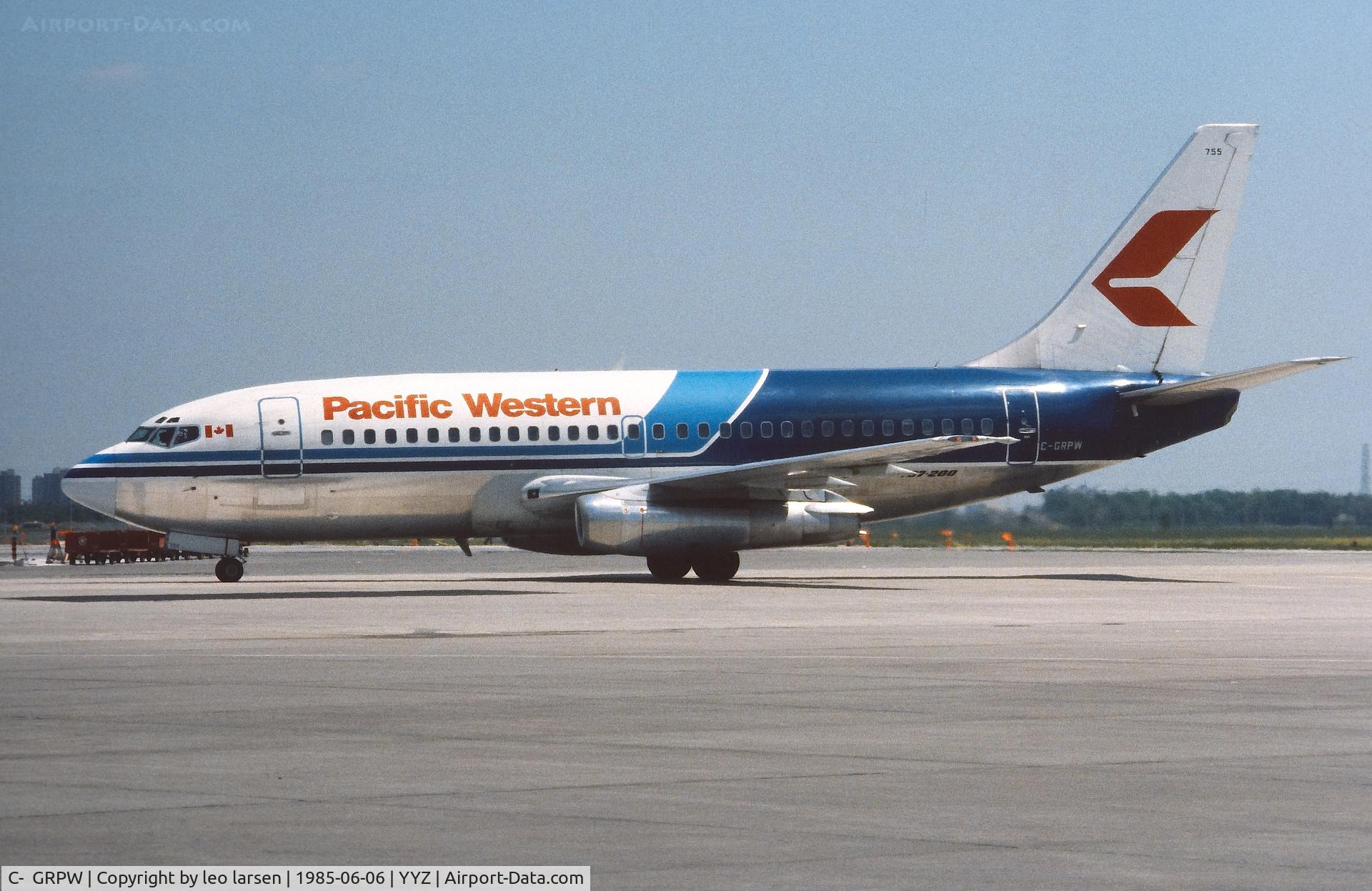 C-  GRPW, 1981 Boeing 737-275 C/N 22266, Toronto 6.6.1985