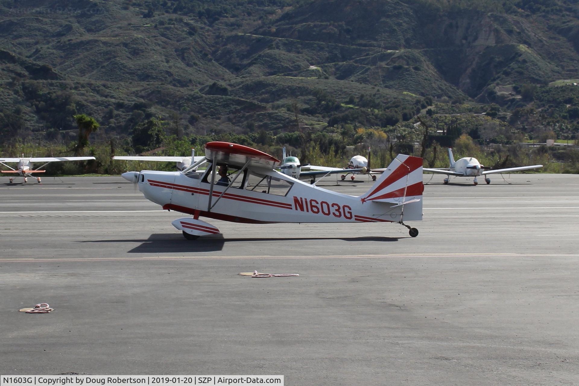 N1603G, 1968 Champion 7ECA Citabria C/N 609, 1968 Champion 7ECA CITABRIA, Lycoming O-320 150 Hp, taxi to Rwy 22