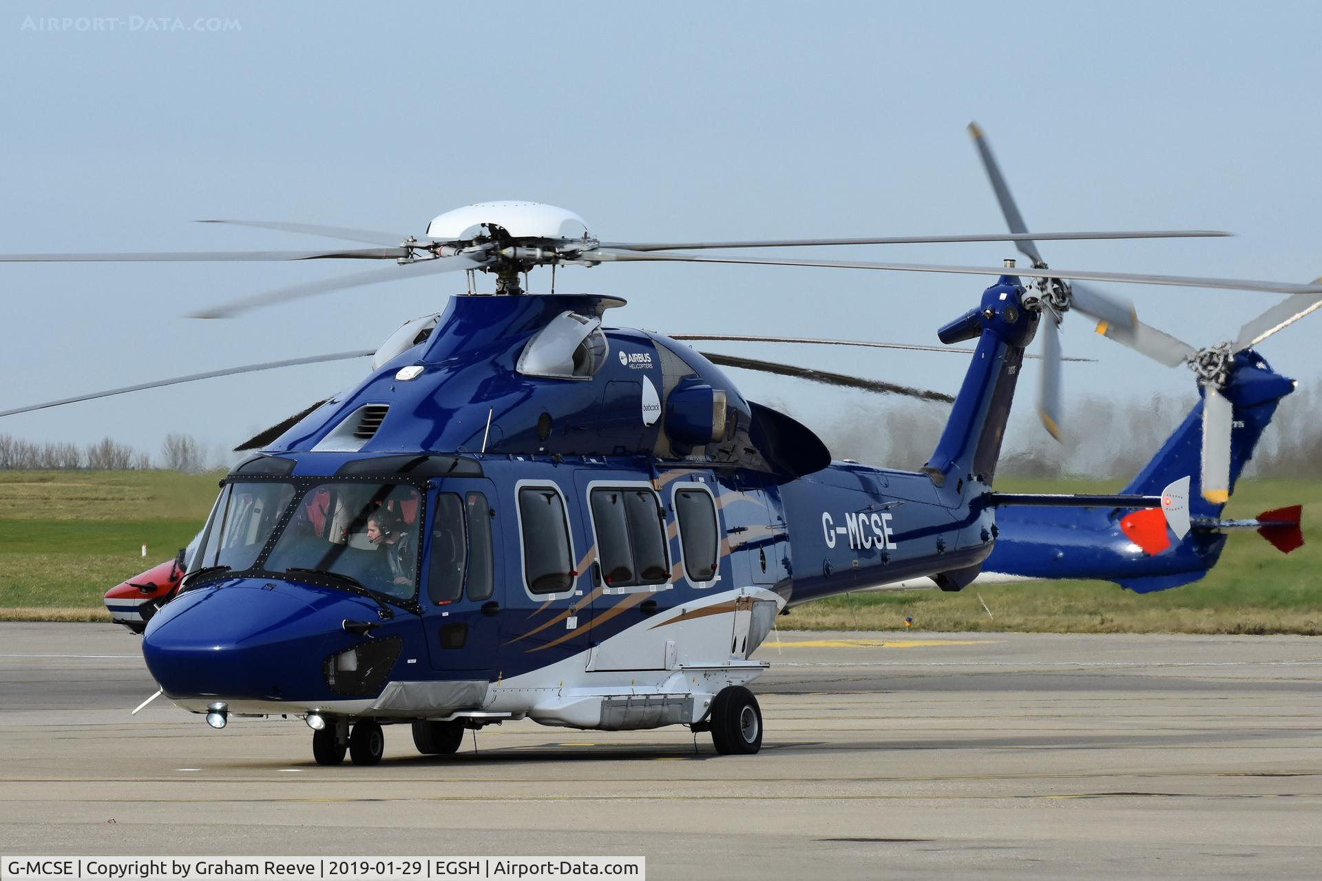 G-MCSE, 2016 Airbus Helicopters EC-175B C/N 5022, Starting up at Norwich.
