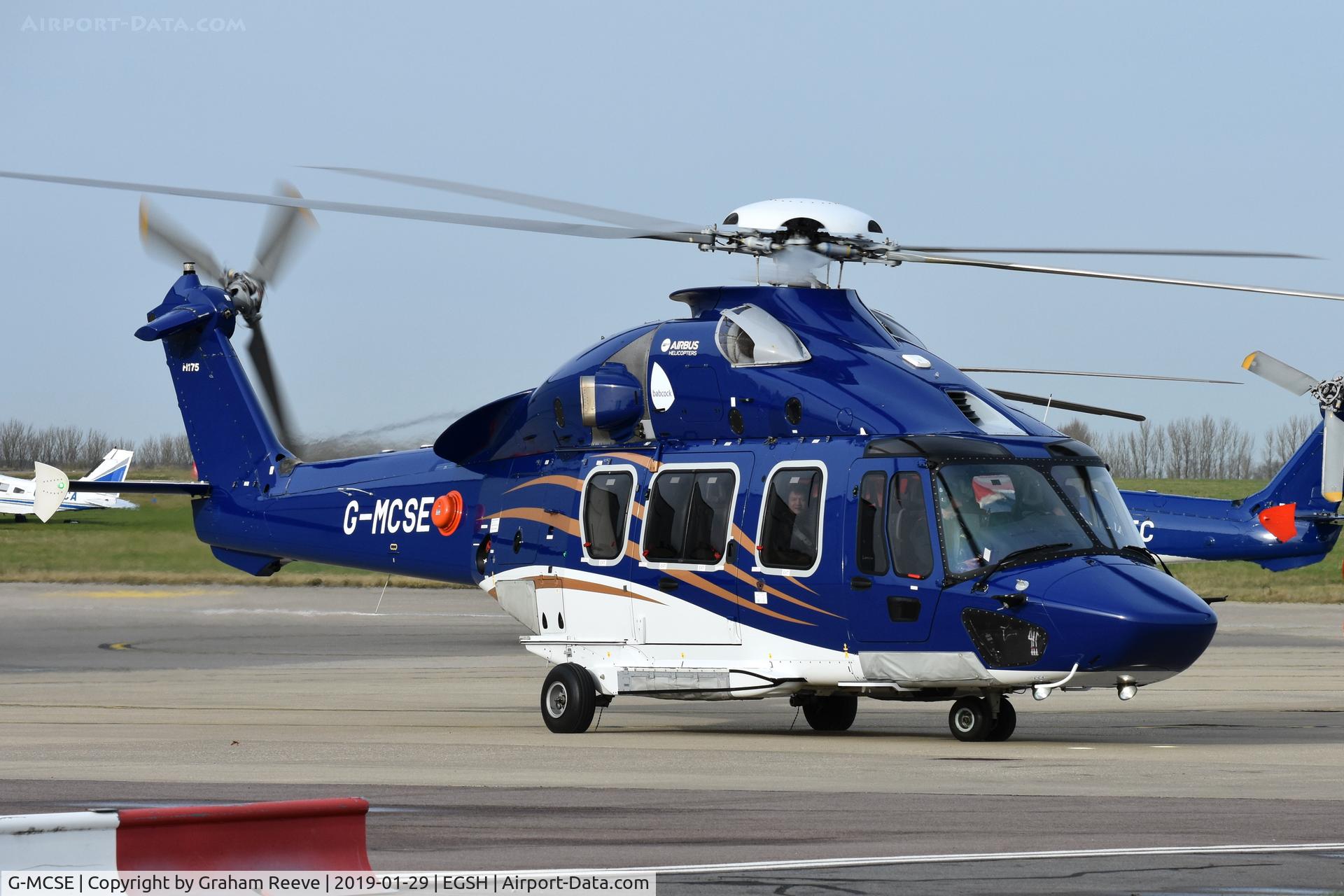 G-MCSE, 2016 Airbus Helicopters EC-175B C/N 5022, Departing from Norwich.