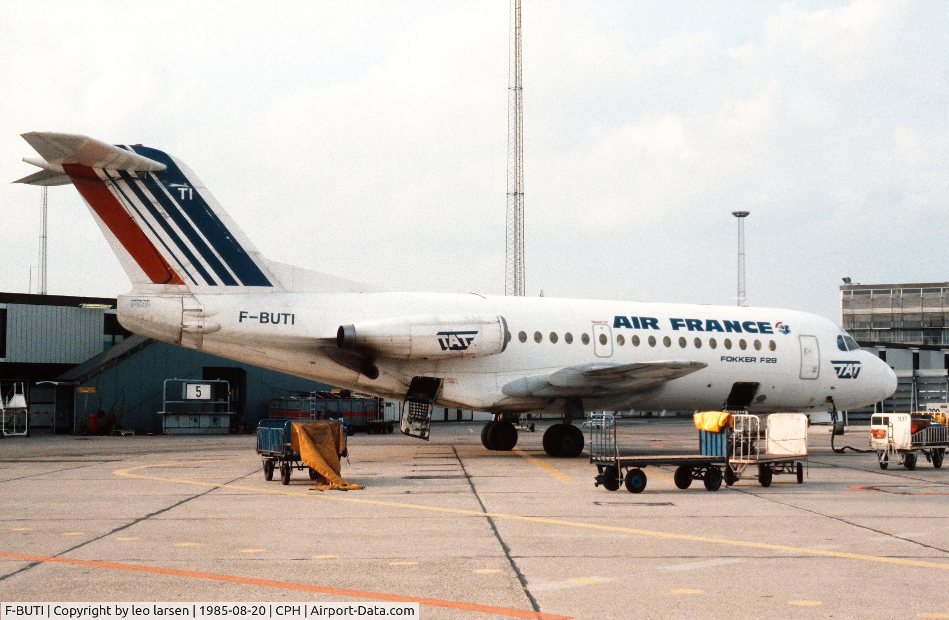 F-BUTI, 1971 Fokker F.28-1000 Fellowship C/N 11034, Copenhagen 20.8.1985