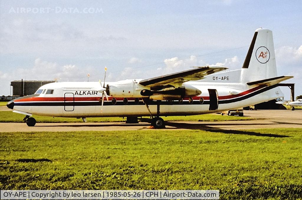 OY-APE, 1970 Fokker F.27-600 Friendship C/N 10443, Copenhagen 26.5.1985