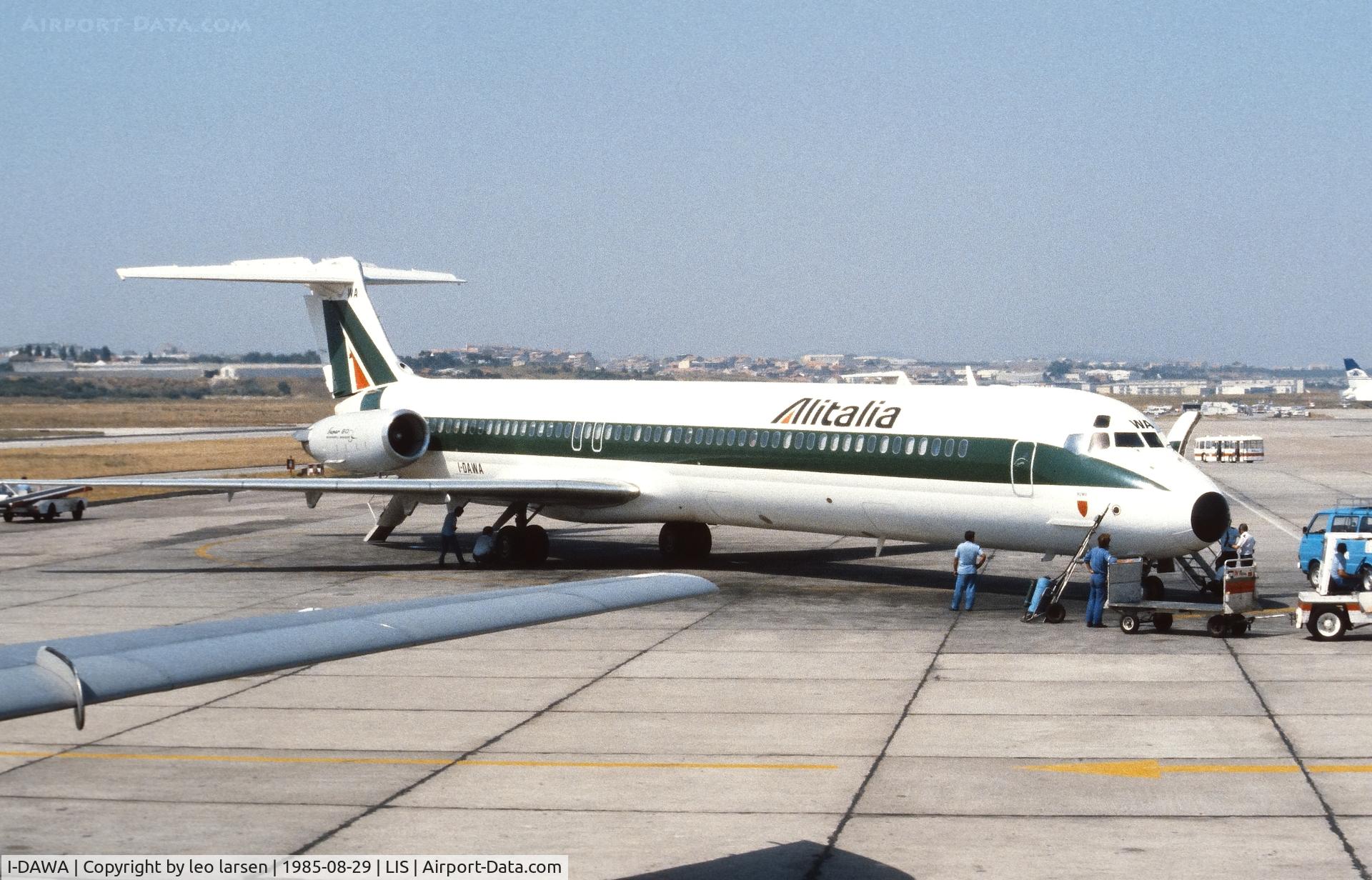 I-DAWA, 1983 McDonnell Douglas MD-82 (DC-9-82) C/N 49192/1126, Lisboa 29.8.1985