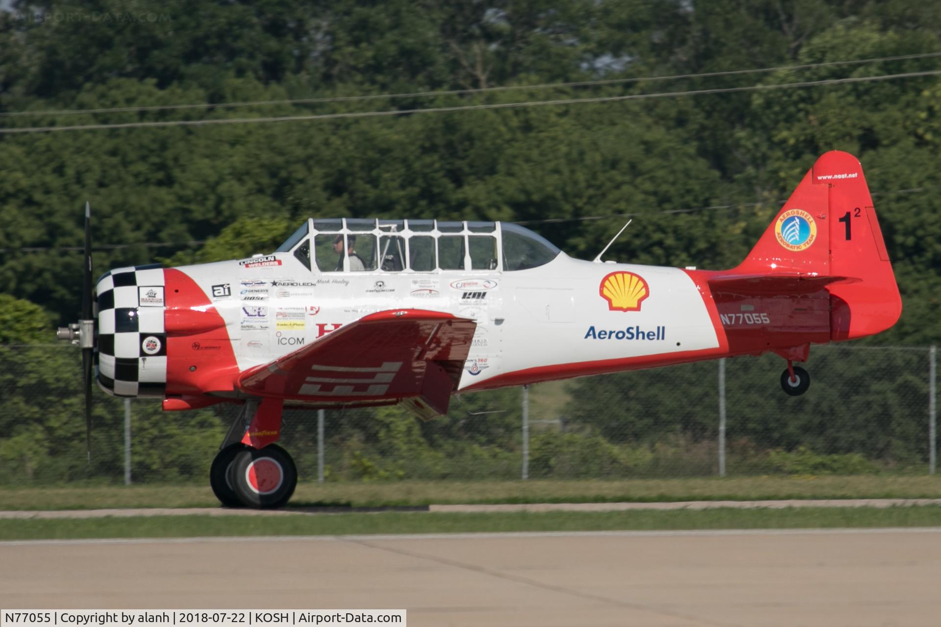 N77055, 1943 North American SNJ-5C (AT-6D) Texan Texan C/N 88-17664/JS, Landing at AirVenture 2018
